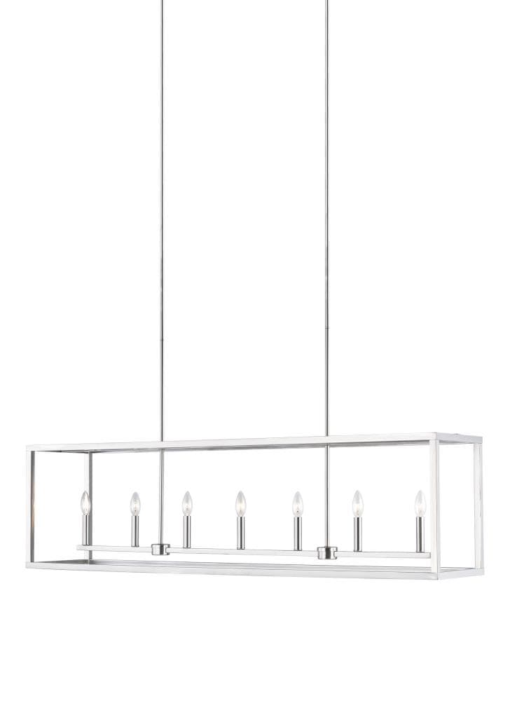Generation Lighting 6634507-962 Moffet Street 7 -Light Brushed Nickel Industrial Geometric Large Hanging Kitchen island light
