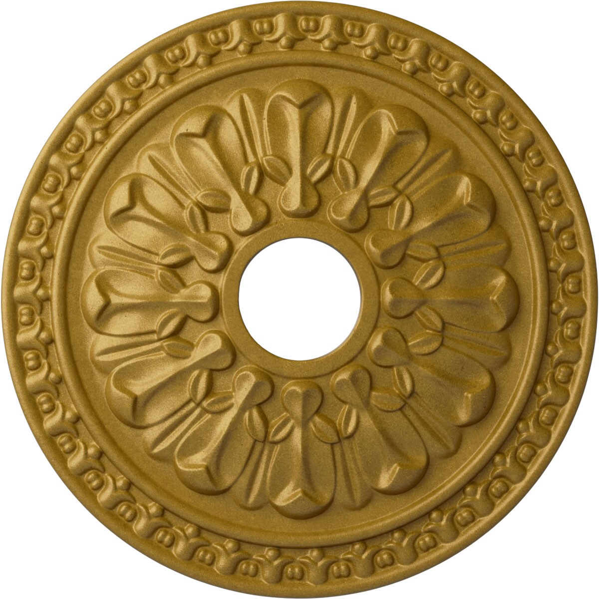 Ekena Millwork CM18WAPGS Warsaw 18-in W x 18-in L Painted Pharaohs Gold Polyurethane Whole Ceiling Medallion
