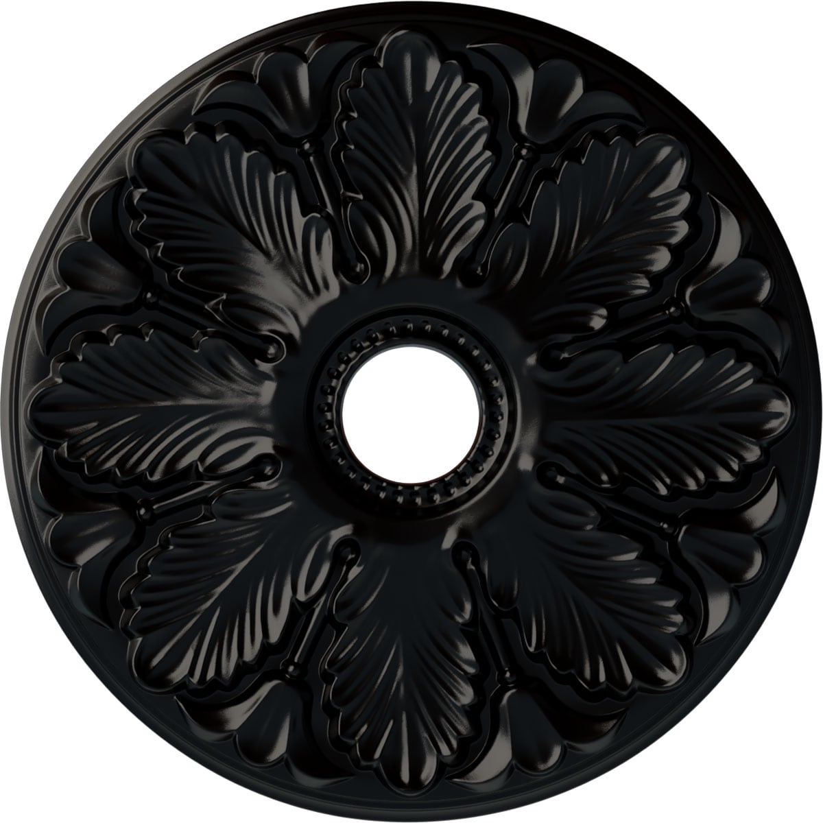 Ekena Millwork CM24MIBLF Milan 24.5-in W x 24.5-in L Painted Jet Black Polyurethane Whole Ceiling Medallion