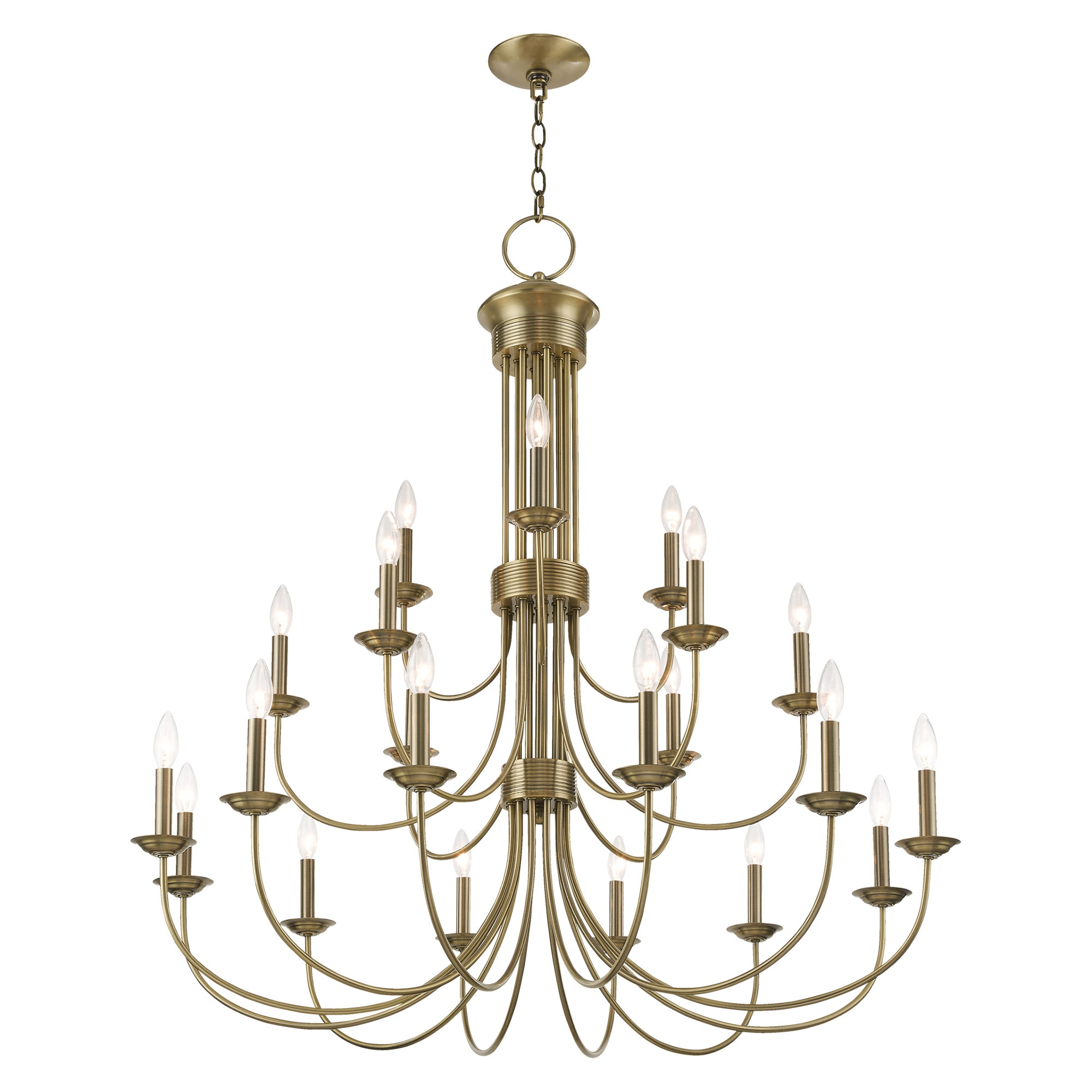Estate Antique Brass Grand Chandelier with 21 Lights