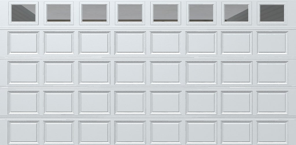 Wayne Dalton 8500CRWHCLRI168 Classic Steel Model 8500 16-ft x 8-ft Insulated White Double Garage Door with Windows