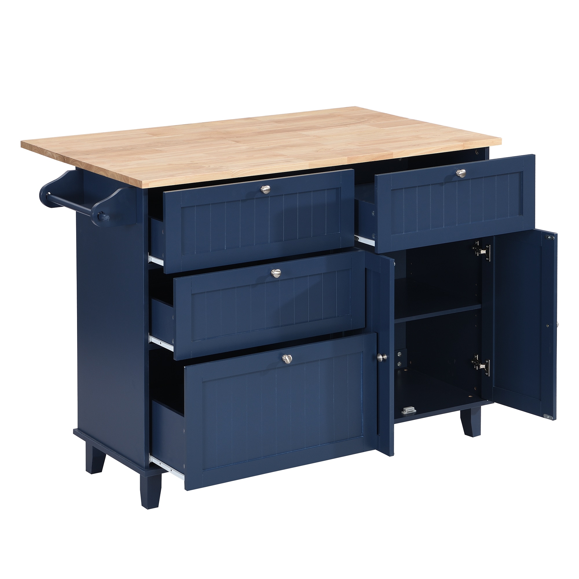 Bayfeve BF-SH234C-IN Blue MDF Base with Wood Wood Top Kitchen Island ( 29.5 x 50.3 x 36.6 )