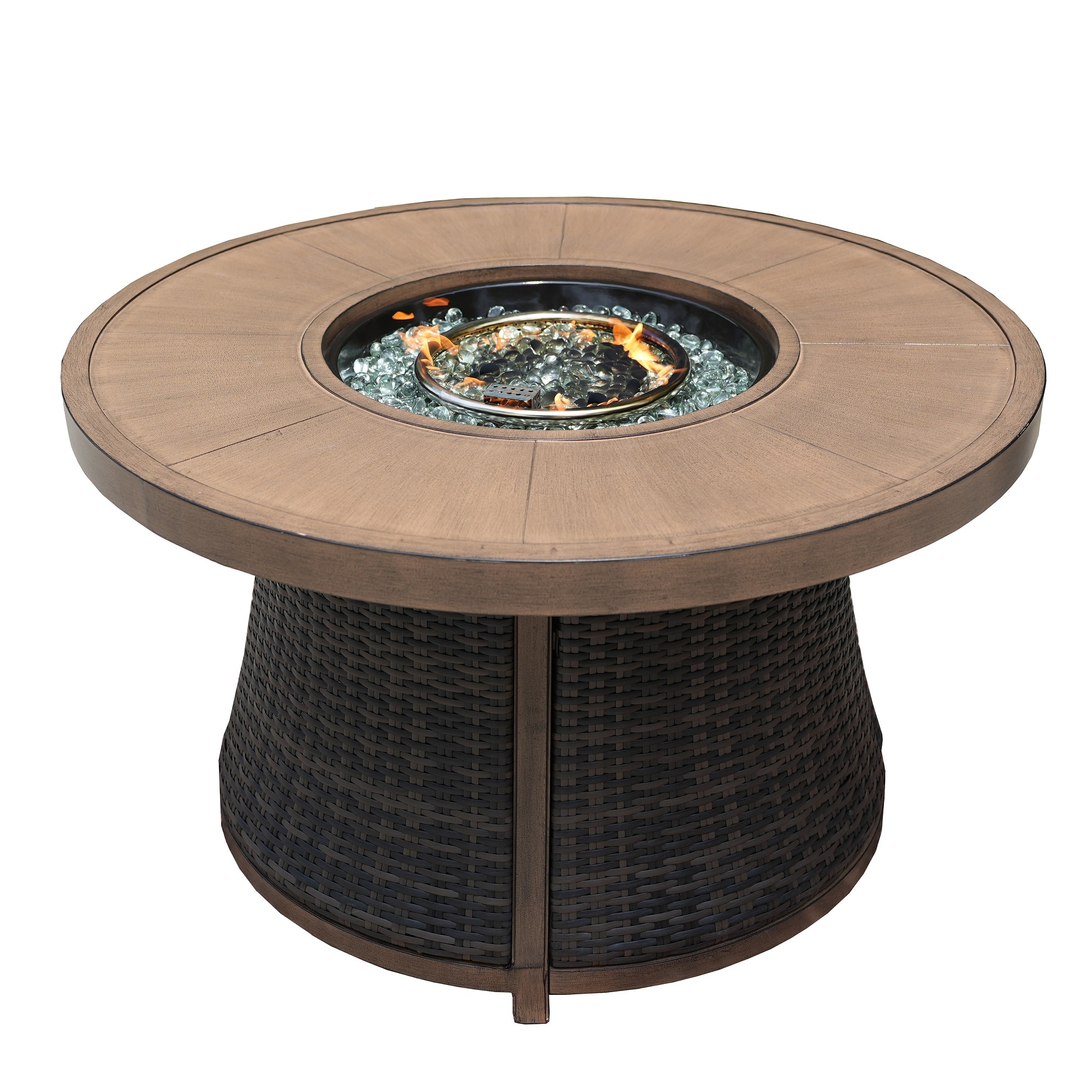 Moda Furnishings Dorothy Round Wicker Outdoor Coffee Table 42-in W x 42
