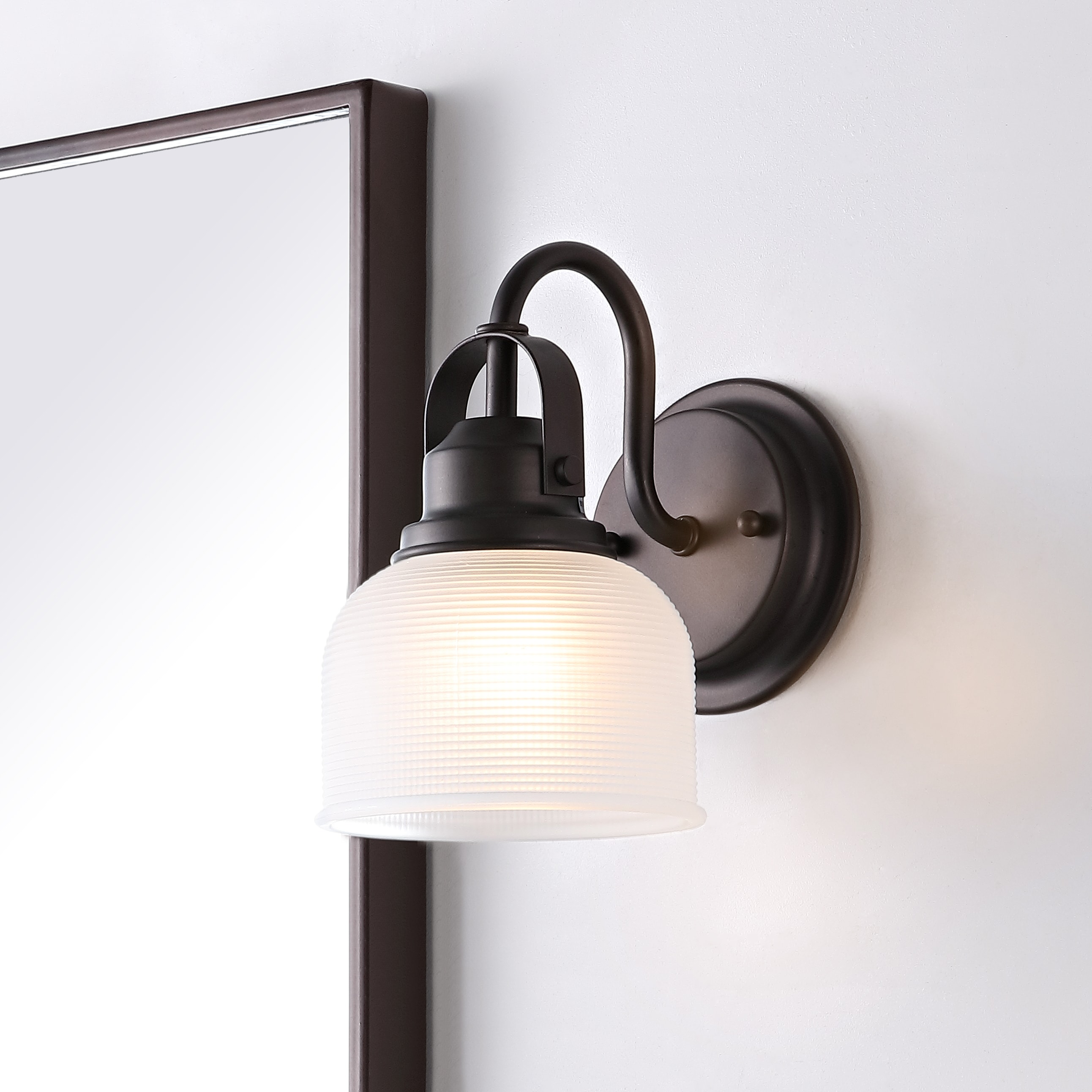 JONATHAN  Y JYL7407C Virginia Metal/Glass Classic 5.75-in 1 -Light Brushed Bronze Traditional Vanity light