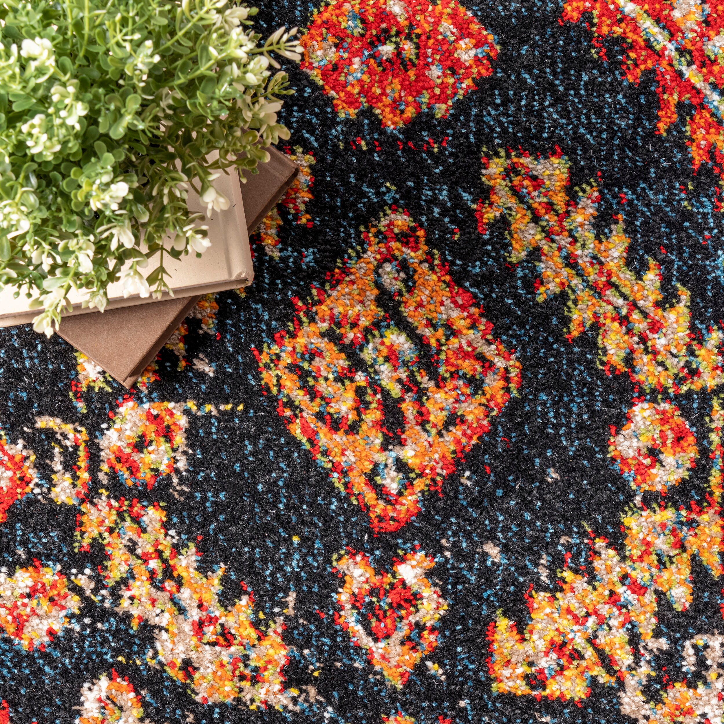 Multicolor Floral Synthetic 4' x 6' Area Rug