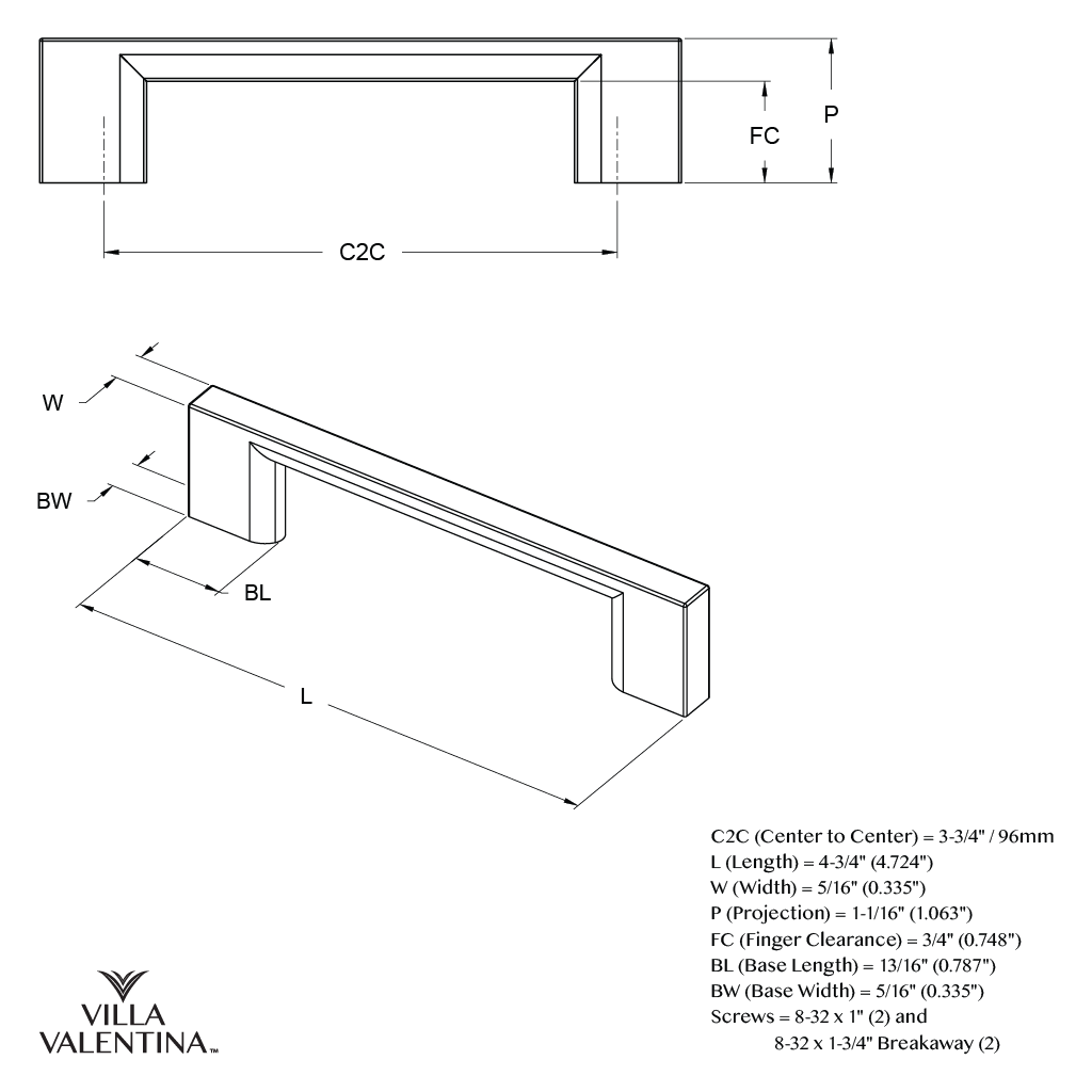 Villa Valentina VV1296CBZ Cabinet-Pulls - View #8