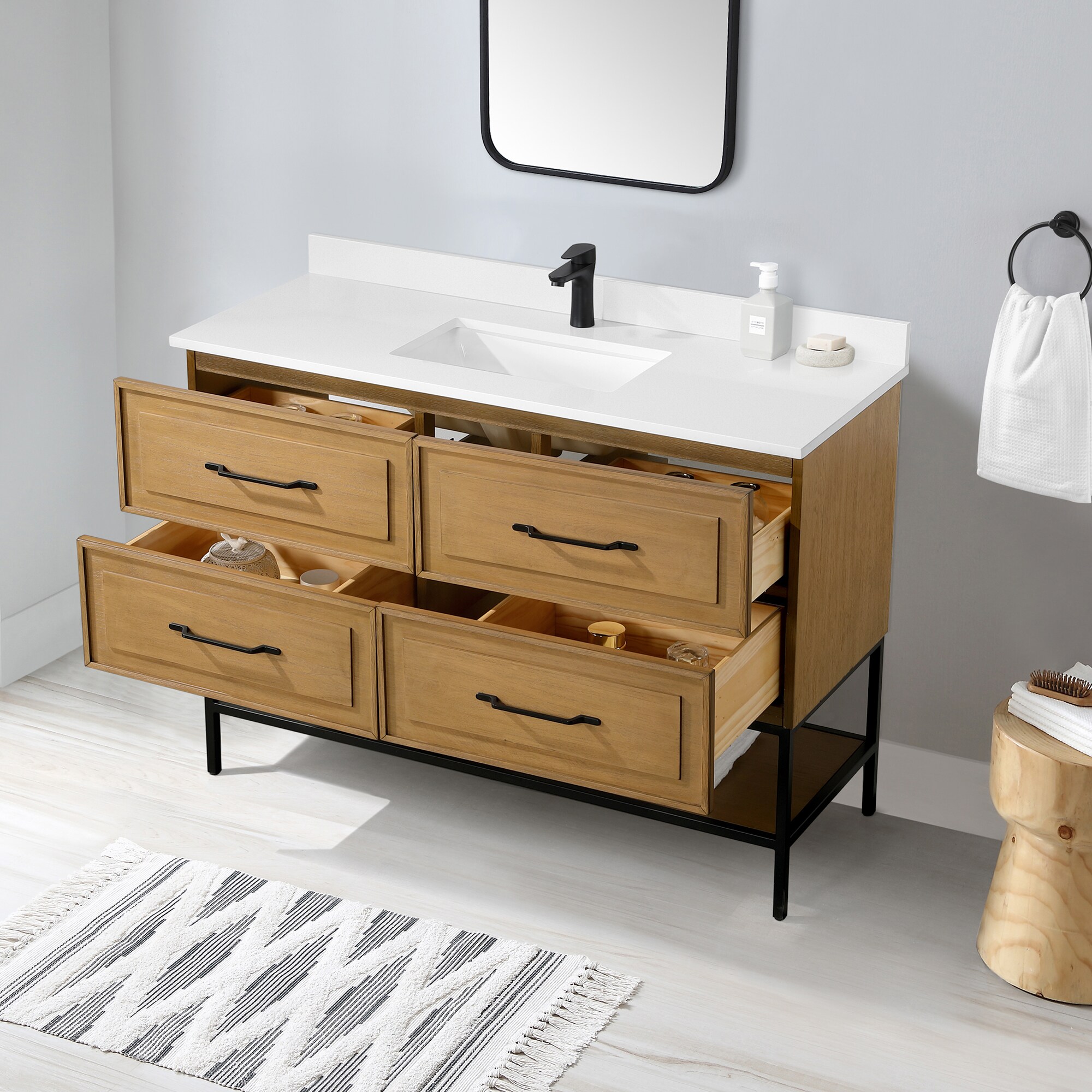 allen + roth Renzo 48-in Almond Toffee Undermount Single Sink Bathroom ...