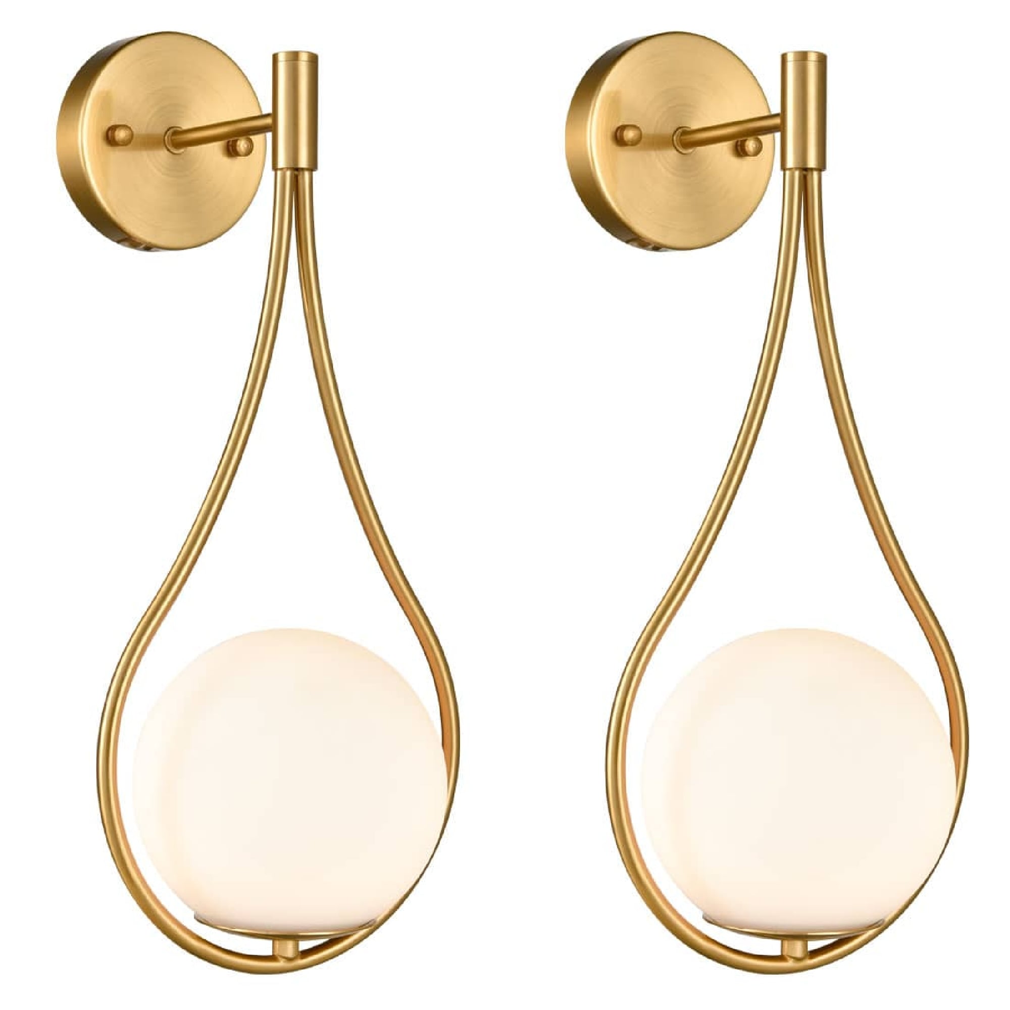 Claxy HK-B3070BU-J-2 Opal 8.26-in W 2 -Light Brushed Brass Wall Sconce