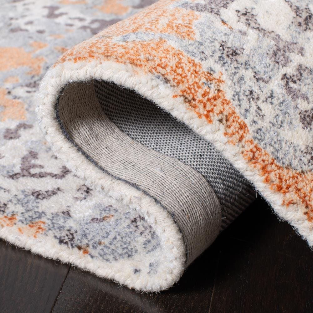 Gray and Rust Hand-Tufted Wool and Viscose Area Rug, 4' x 6'