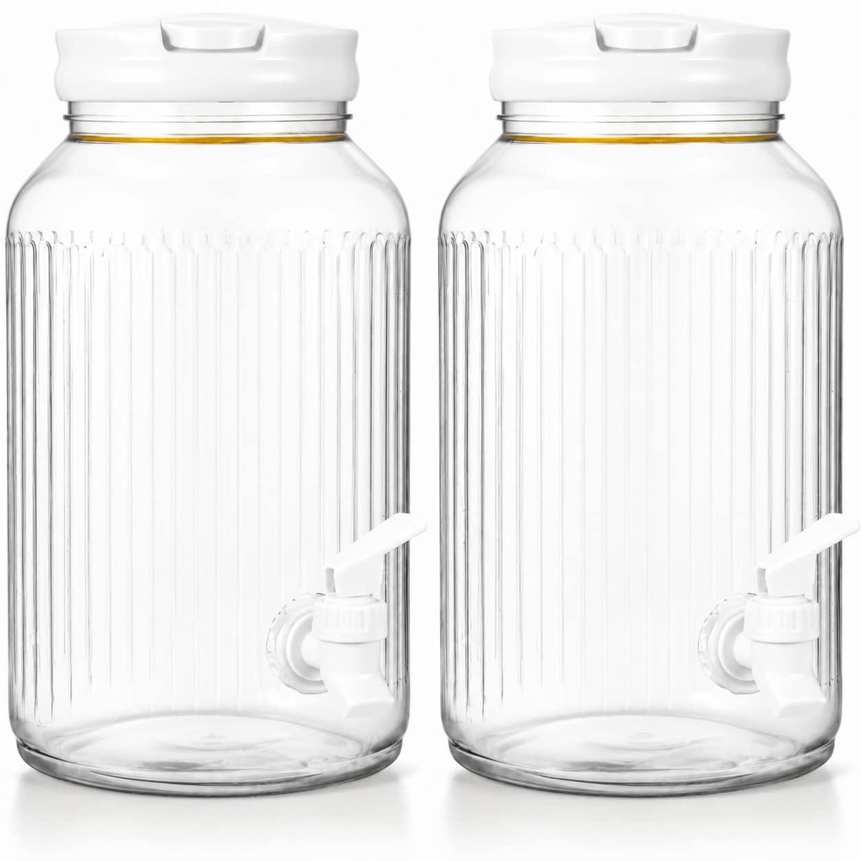 Aoibox  2 Pack 1 Gallon Clear Plastic Beverage Dispensers with Spigot and Lid Striped Print 10 6 x 6 5 in Pieces