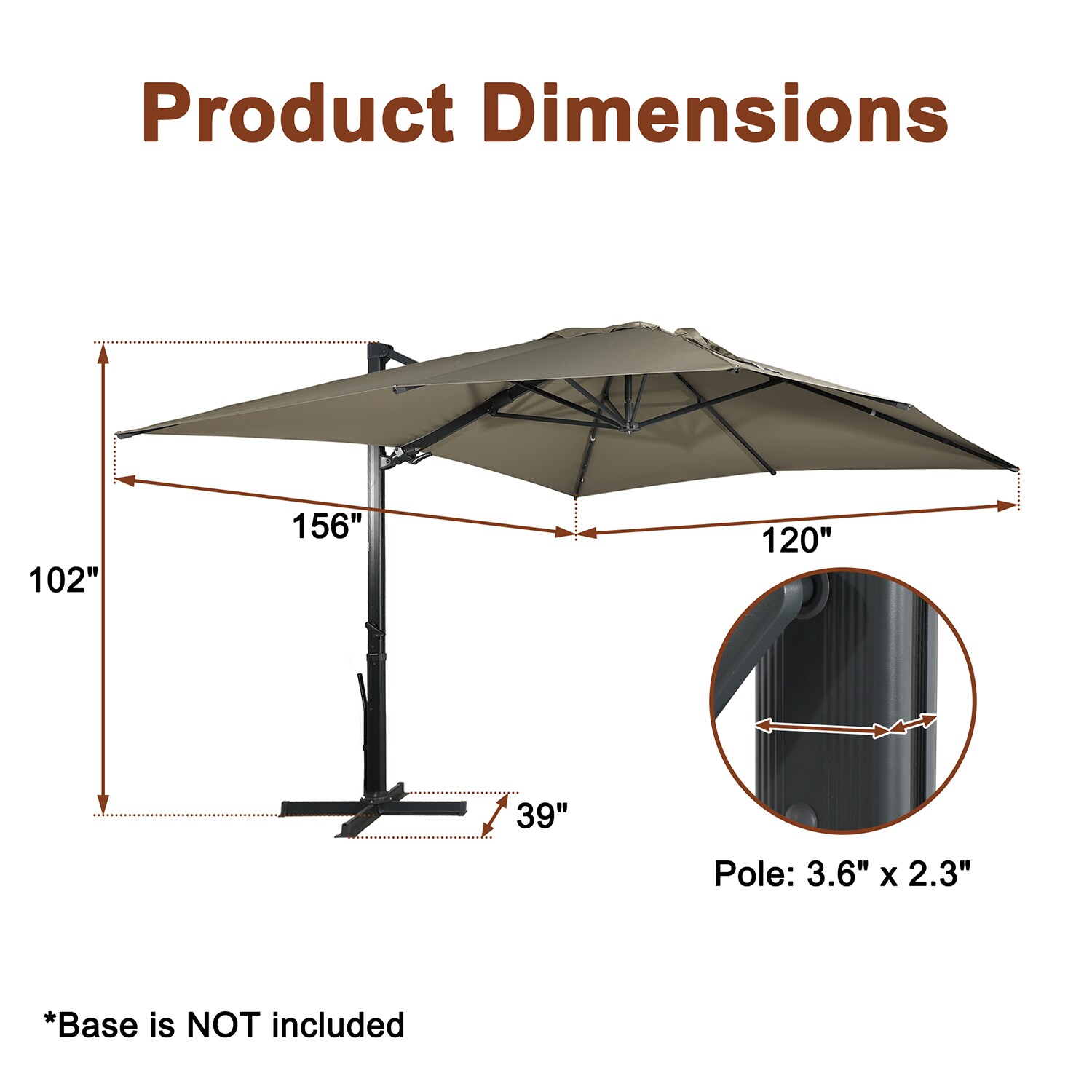 Mondawe 13-ft Aluminum Tan Cantilever Patio Umbrella In The Patio ...