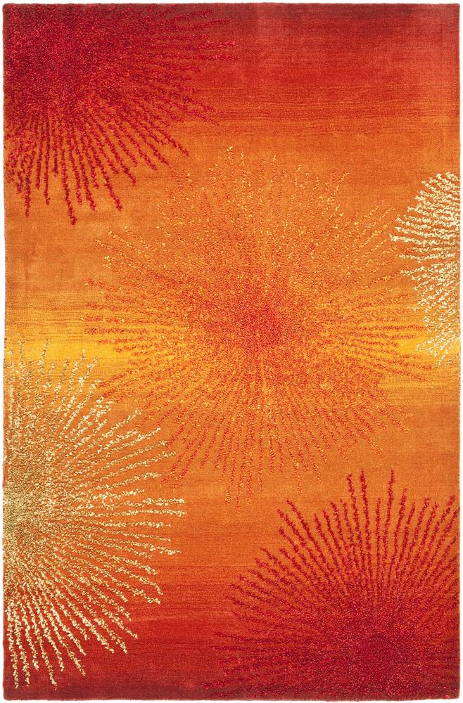 Safavieh SOH712R-5 Soho Starburst 5 x 8 (ft) Tufted Wool Rust/Multi Rectangular Indoor Abstract Area rug
