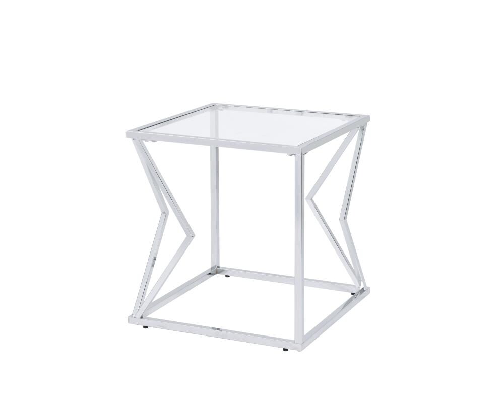 ACME FURNITURE 83482 Virtue 22-in W x 22-in H Clear Glass and Chrome Glass Square Modern End Table Assembly Required