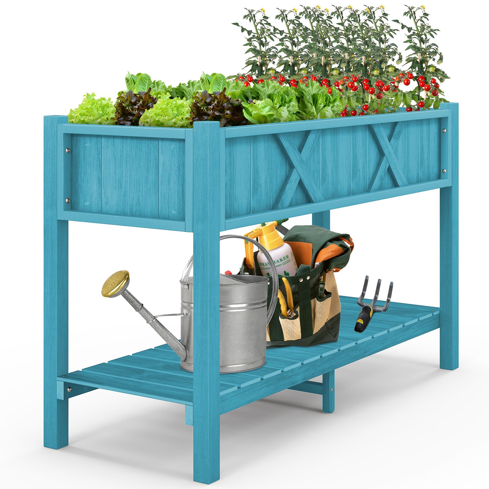  4113BLHYGD 18-in W x 47-in L x 29-in H Blue Plastic Raised Garden Bed