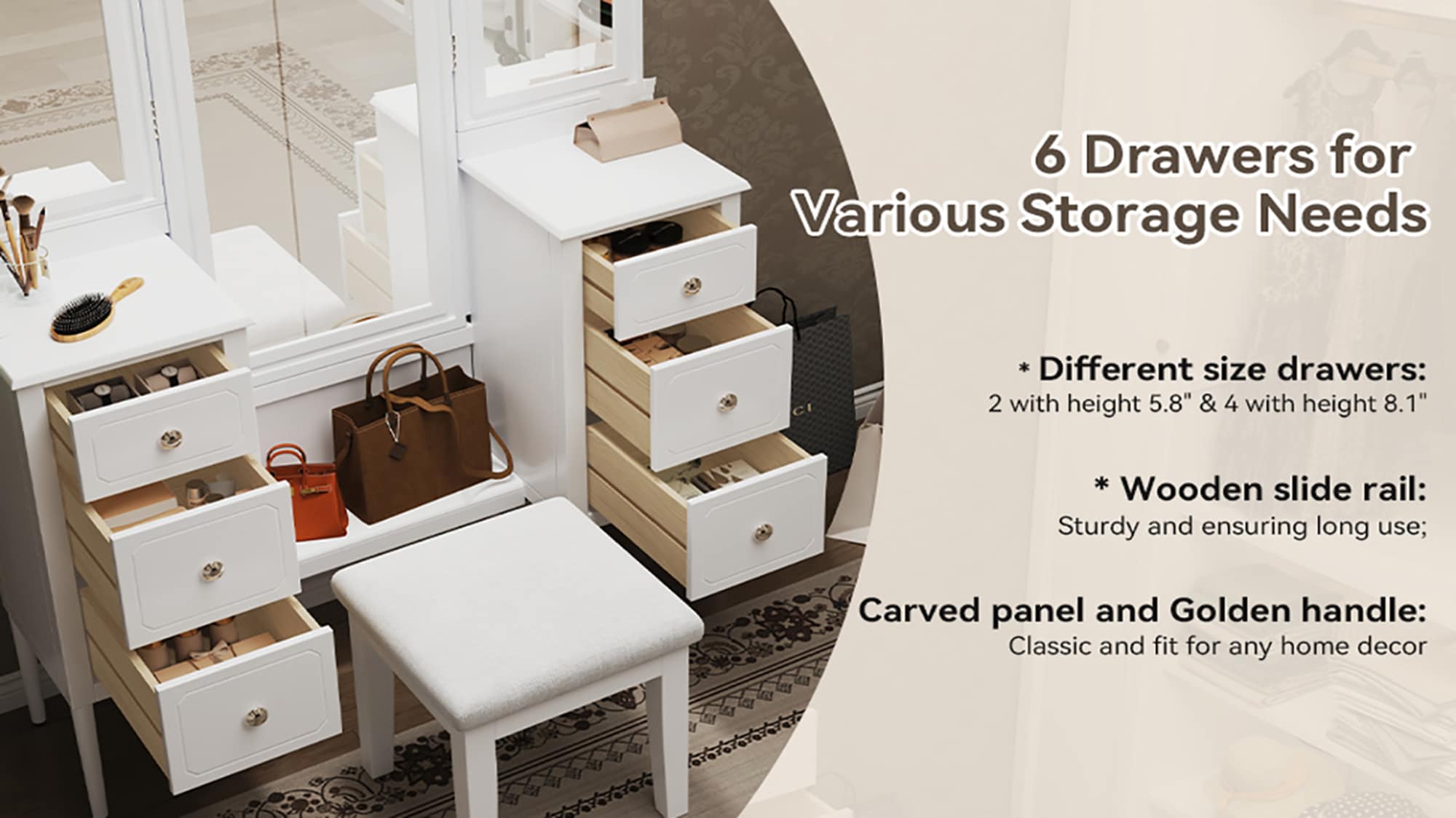 SINOFURN SYD250019WT Bedroom-Vanities - View #9