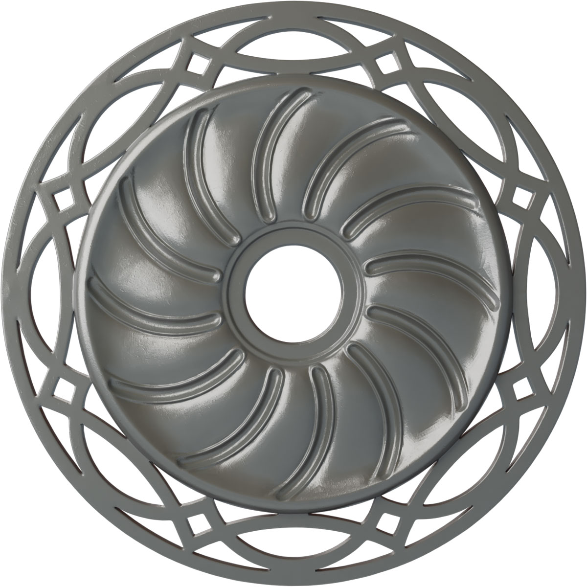 Ekena Millwork CM26LOSLS Loera 26.625-in W x 26.625-in L Painted Silver Polyurethane Whole Ceiling Medallion