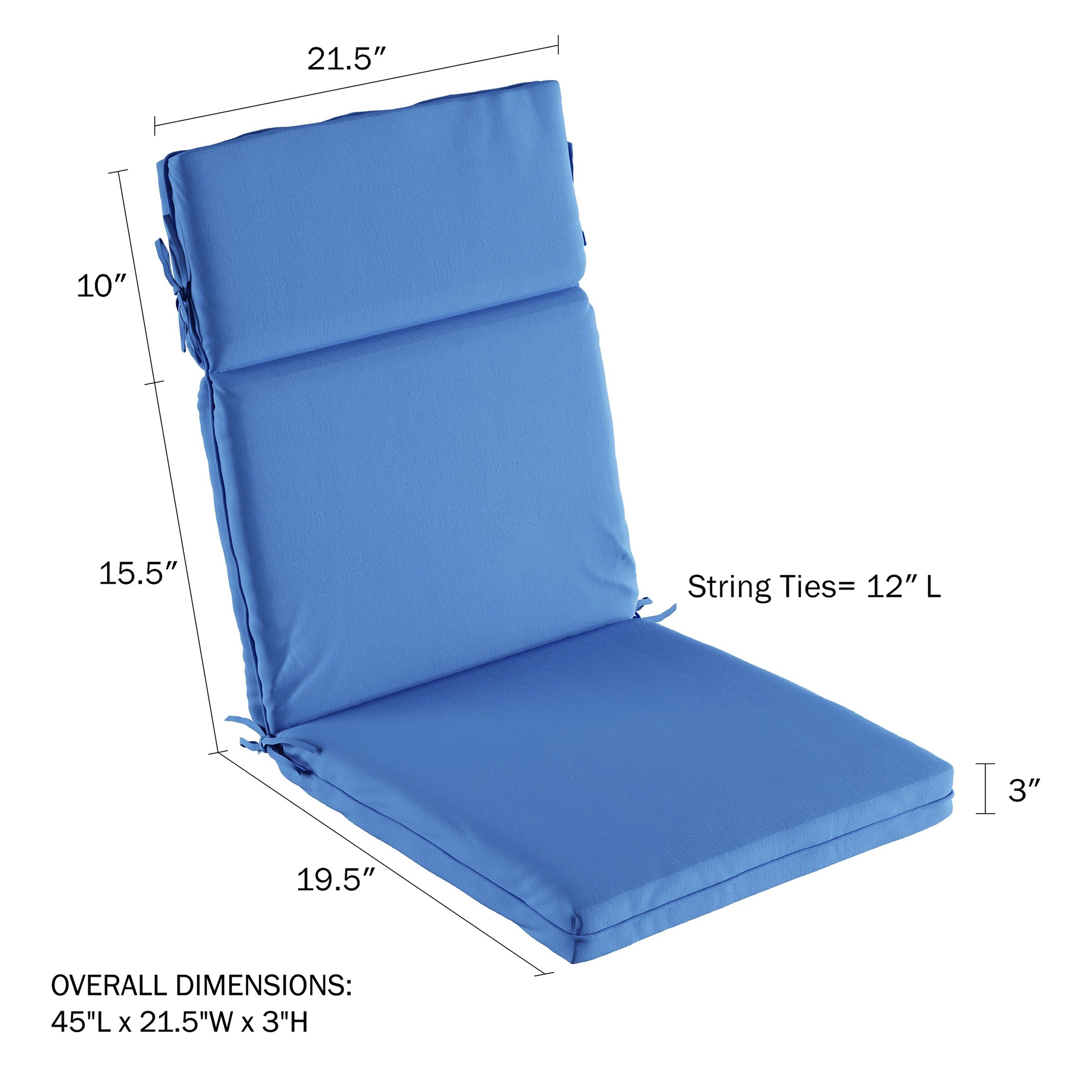 Hastings Home Patio Chair Cusions 45-in x 21.5-in Blue High Back Patio ...