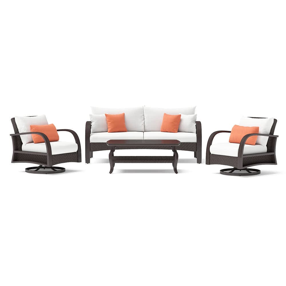 RST Brands OP-PESS4M-BAR-CRL-K Barcelo 4 -Piece Wicker Patio Sofa Conversation Set with Gray Sunbrella Cushions