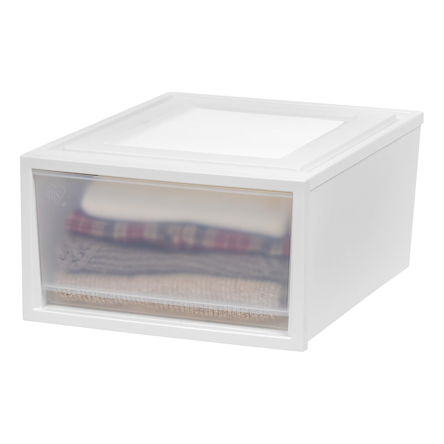 Iris Stackable Storage Drawer, 7.75 gal, 15.75 x 19.62 x 9, Gray/Translucent Frost