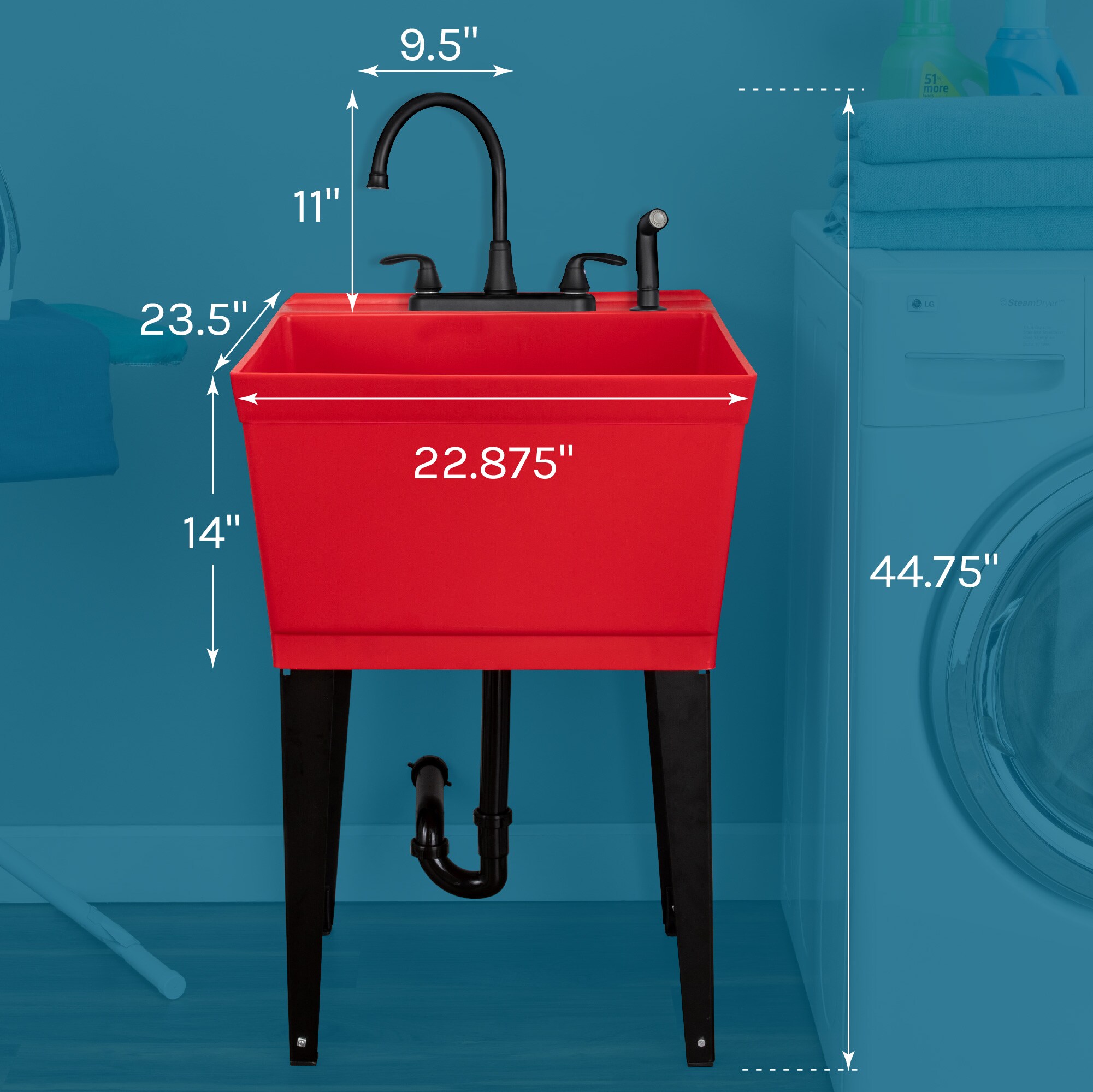 Cambridge Resources 040 US6509RDBLK Laundry-Tubs-Utility-Sinks - View #12