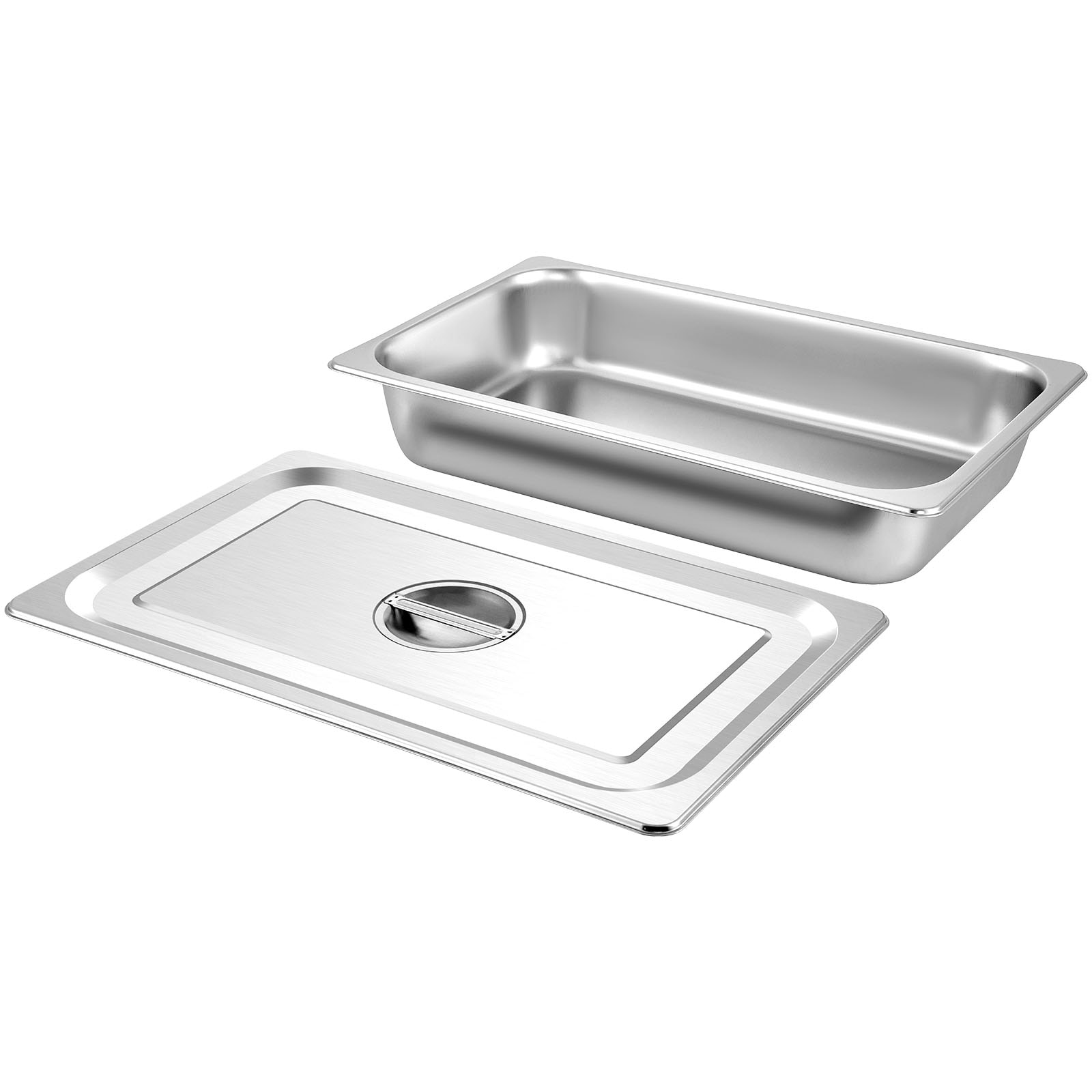 GIVIMO 13.6-gal Commercial and Residential Steam Table Pan Set 4-Pack Full-Size 21.1-in x 13-in x 3.7-in Anti-Jam Hotel Pans 22-ga Mirror-Polished Stainless Steel with Rounded Corners and Wide Crimp Edge Rated to 932 F for Buffet and Oven Use