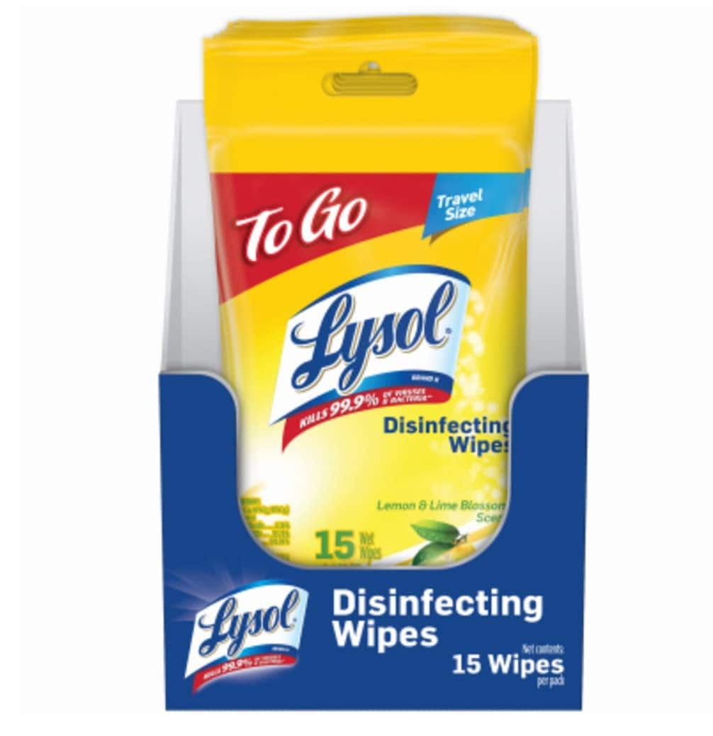 LYSOL  Disinfecting Wipes - Lemon Lime Blossom To-Go Flatpack 15 ct. 1 pack