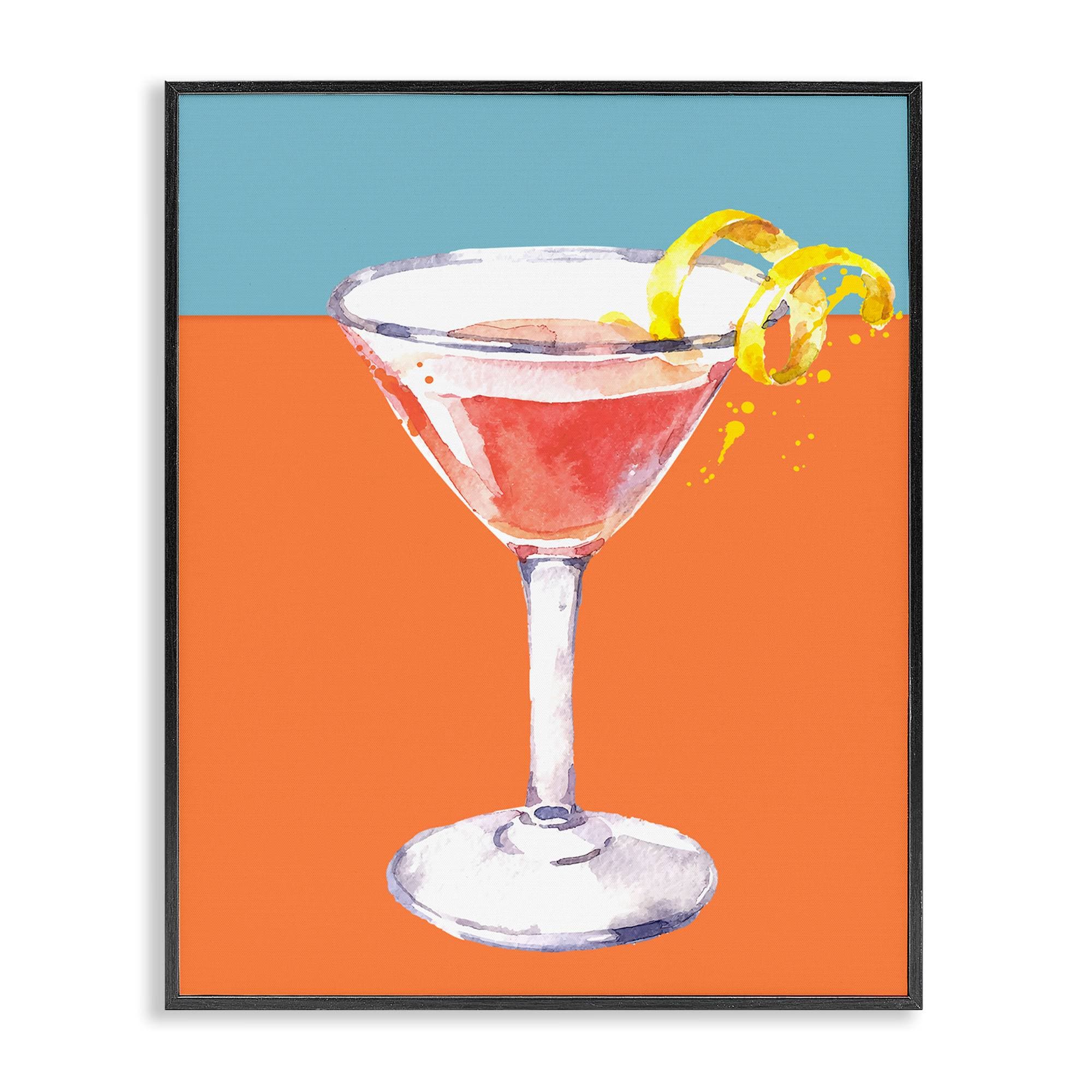 Stupell Industries BS-271-FR-16X20 Cocktail on Blocked Hues Black Framed Giclee Art By Susan Jill 16 x 20