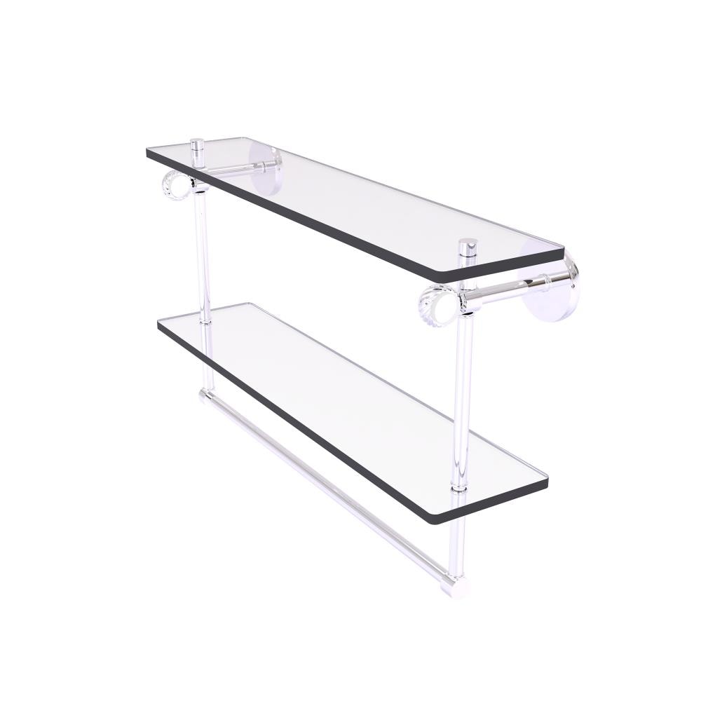 Allied Brass CV-2TBT-22-PC Clearview Polished Chrome 2 -Tier Wall mount Bathroom Shelf ( 22-in x 12.8-in x 5-in )