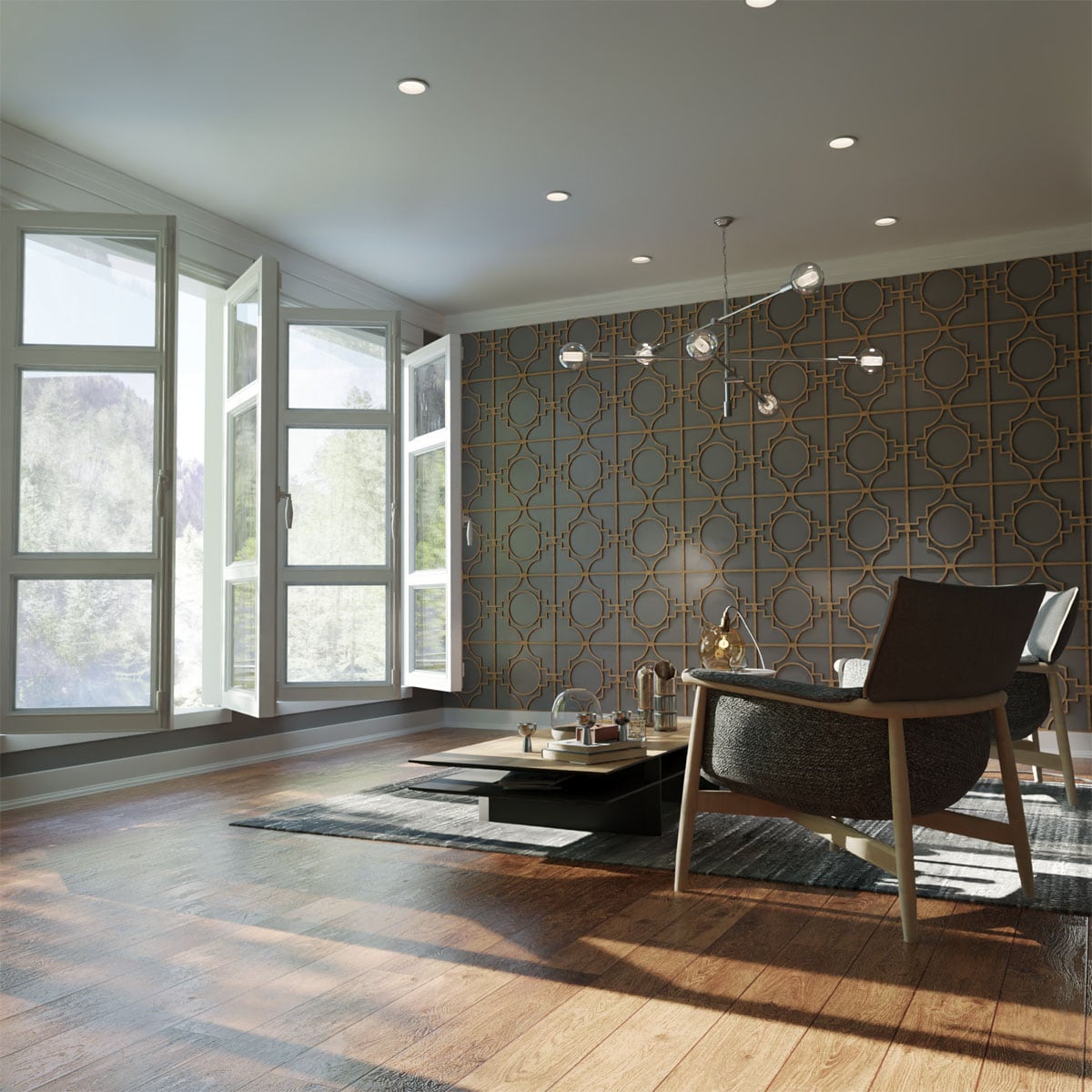 Ekena Millwork WALW16X16X0250GYPWA 15-3/8-in x 15-3/8-in Smooth Paintable/Stainable Wood Fretwork Wall Panel (