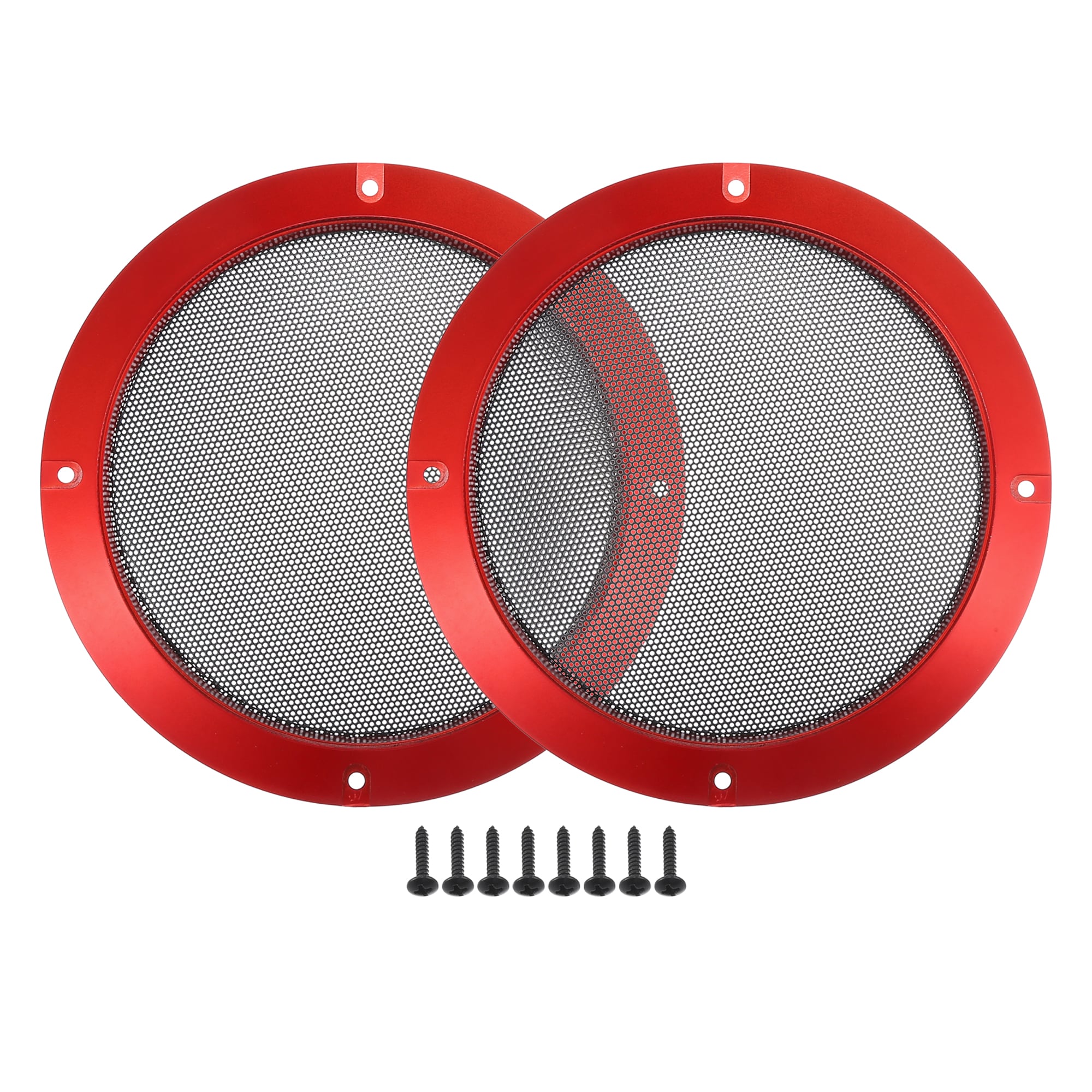 Unique Bargains Universal 6.5 Inch Car Speaker Grills Cover Mesh Round 6.5 Inch Audio Speaker Subwoofer Guard Protector with Mounting Screws Iron Red Black - 2pcs