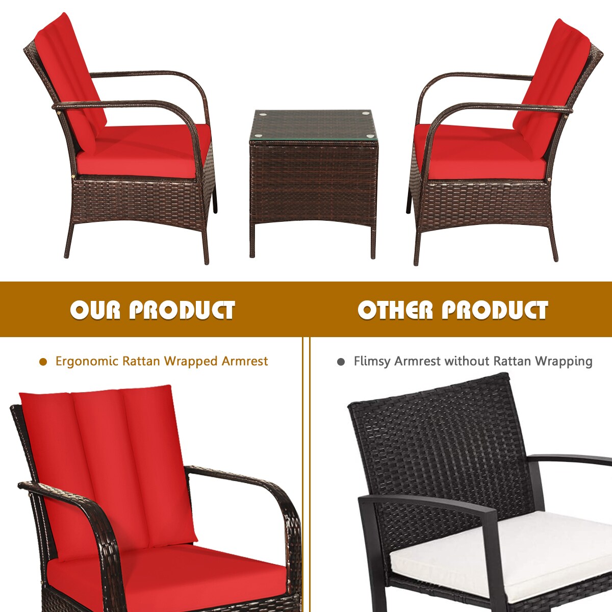 WELLFOR OUJ65850RE Patio-Conversation-Sets - View #3