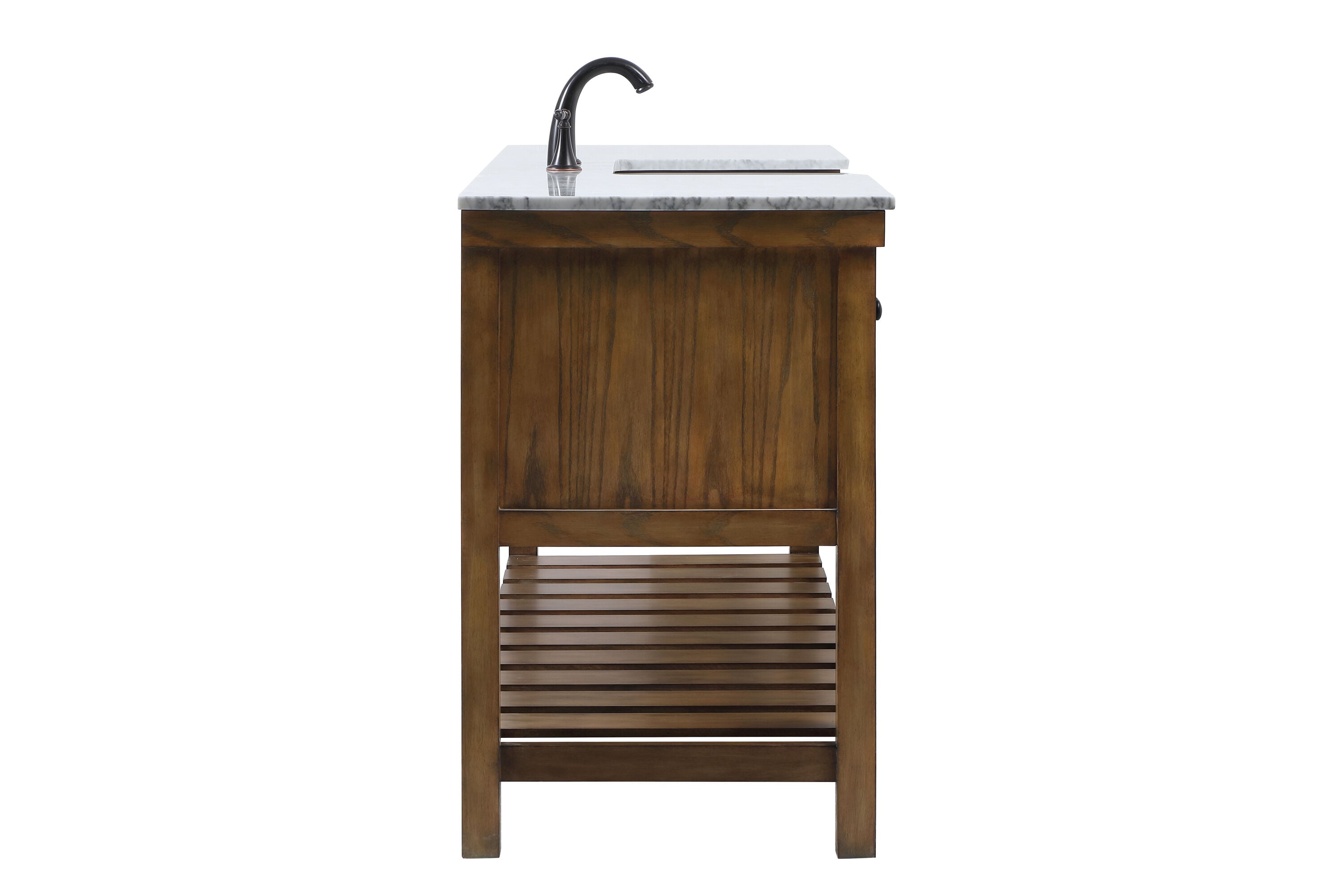 Driftwood Single Bathroom Vanity with Carrara White Marble Top