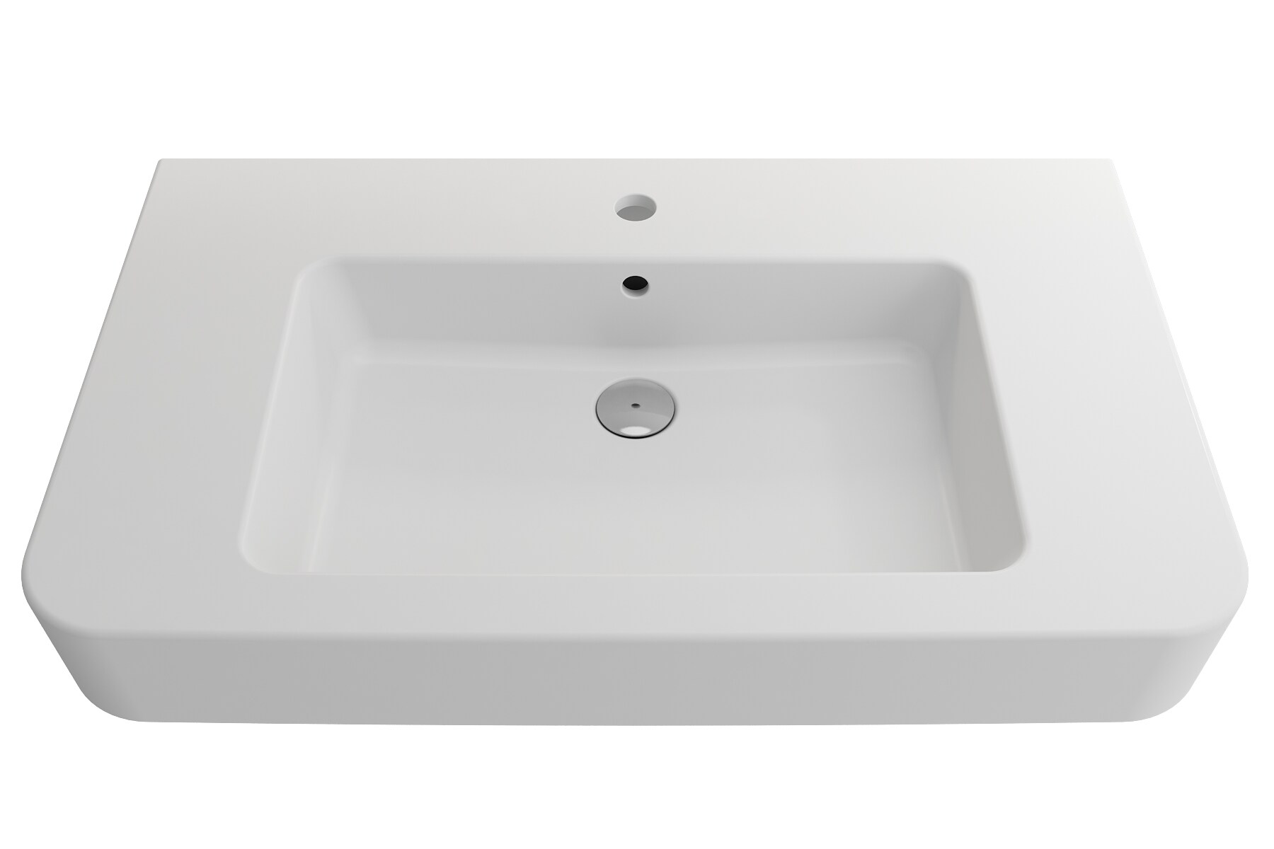 BOCCHI 1124-002-0126 Fire Clay 19.75-in Wall-mount Rectangular Modern Matte White Bathroom Sink