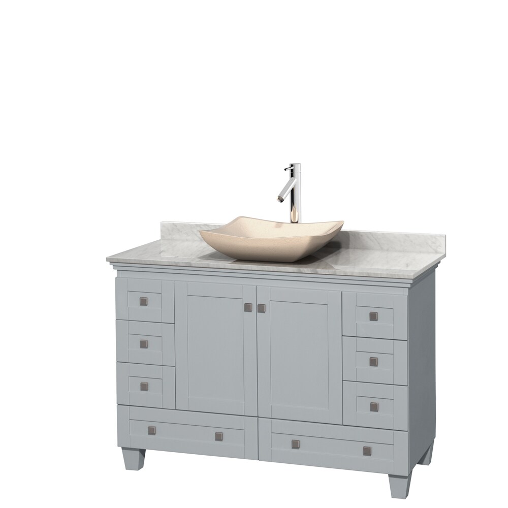 Wyndham Collection Acclaim 48-in White Single Sink Bathroom Vanity with White Carrera Natural Marble Top (Mirror Included)