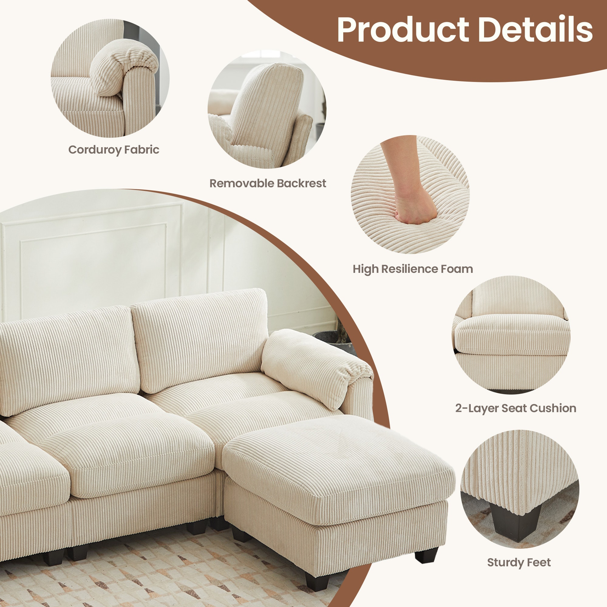 VOUA SAF-DXDRZJ4-BE1 Sofas-Loveseats - View #5