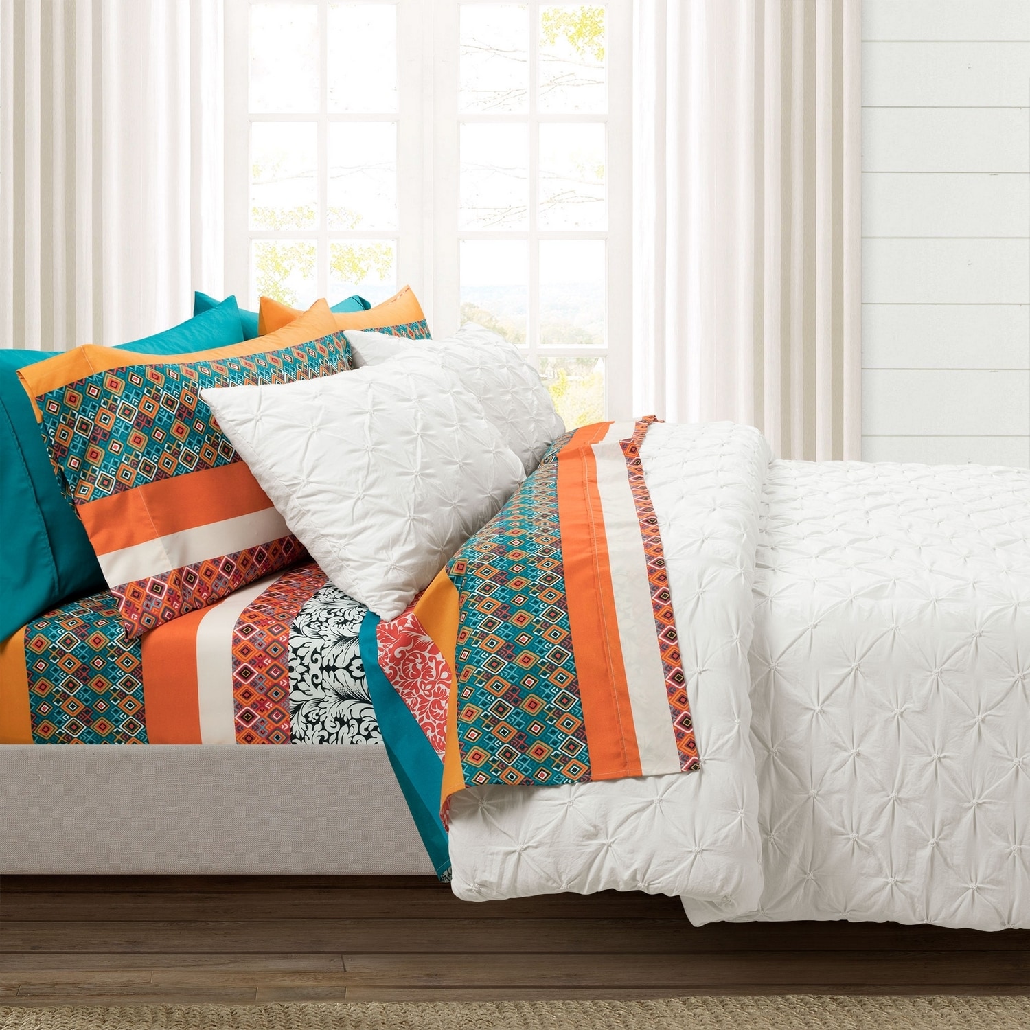 Lush Decor 21T011087 Turquoise Stripe King Bedspread