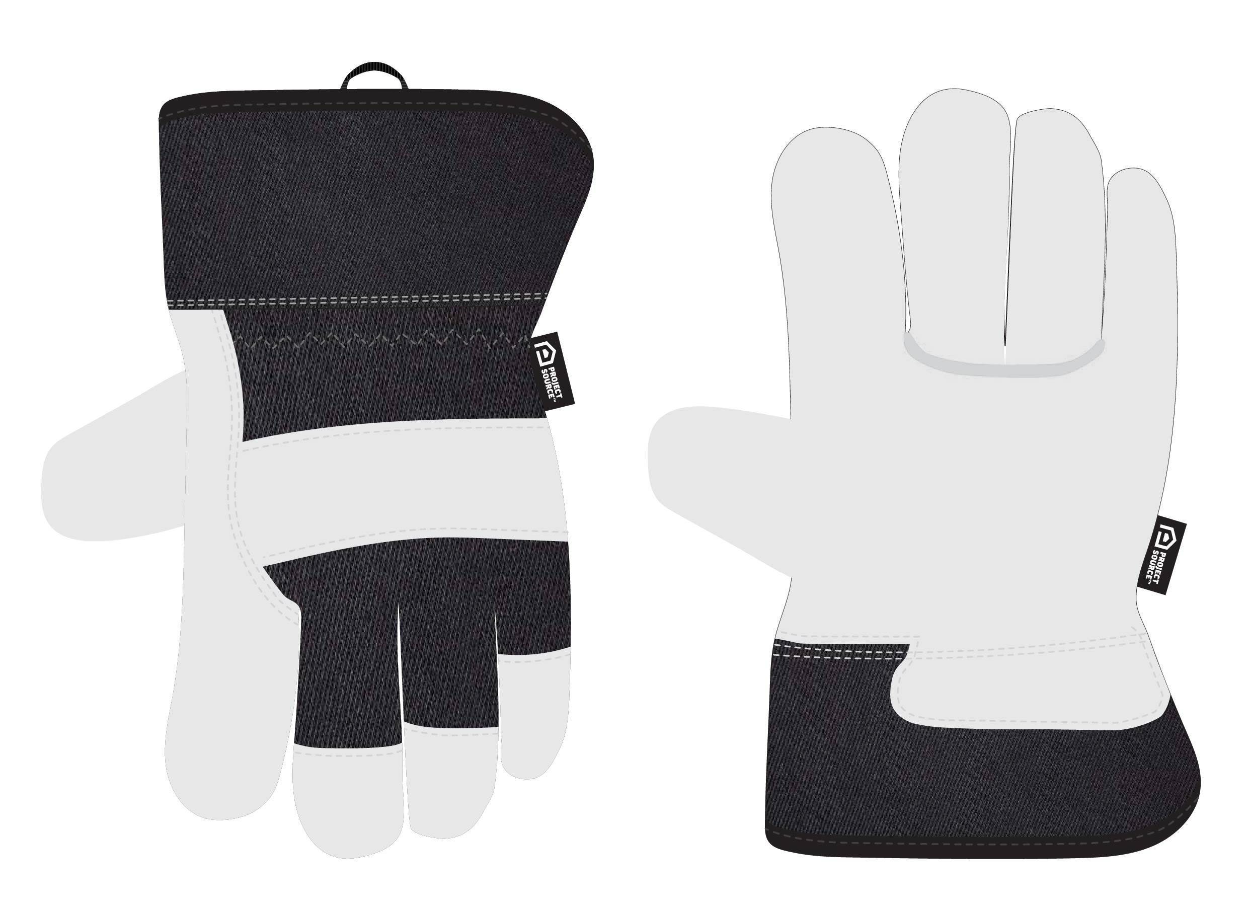 Project Source USHG-4058L Large Gray Goatskin Utility Gloves 1 -Pairs