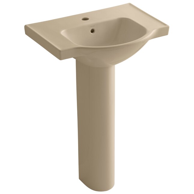 KOHLER Veer Vitreous China Pedestal in Mexican Sand KOHLER Veer Vitreous China Pedestal in Mexican Sand