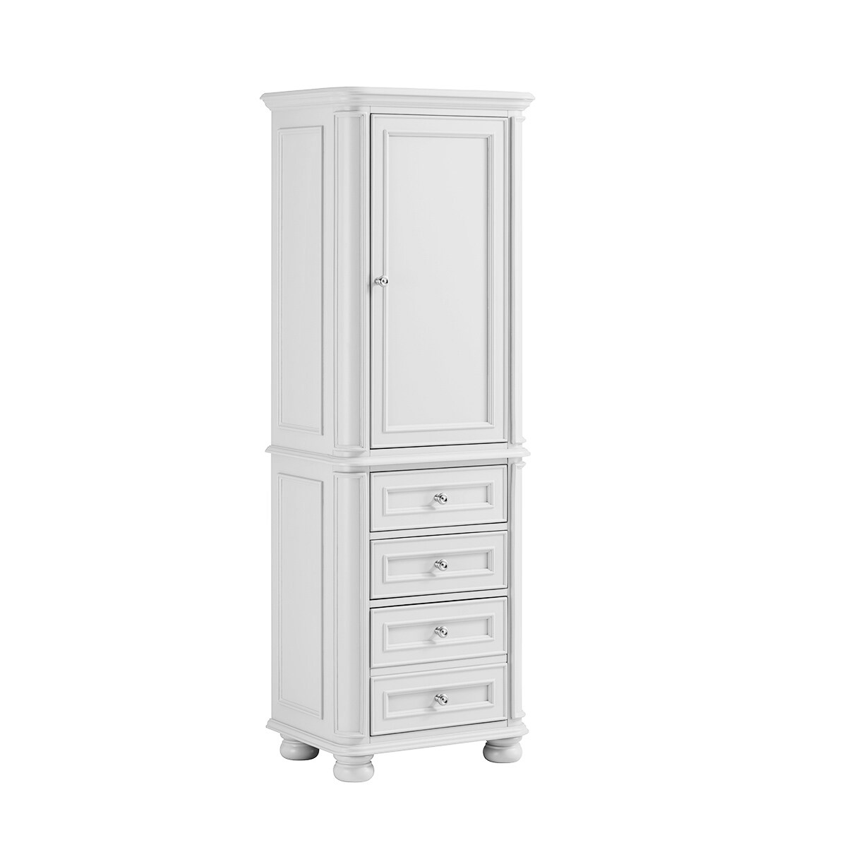 13.03 in. W x 10.4 in. D x 63.8 in. H White Leben Linen Cabinet, 2-Piece Bathroom Set