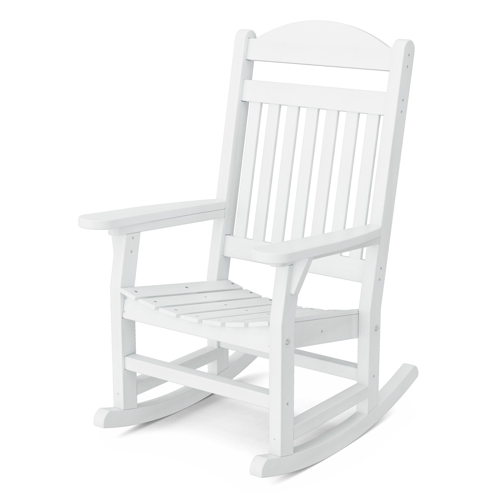 Wildridge LCC-101-BW Heritage Traditional White HDPE Frame Rocking Chair with Slat Seat