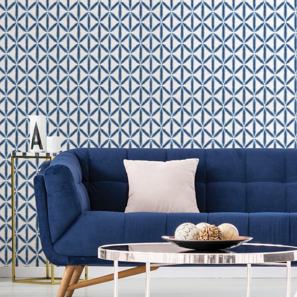 NuWallpaper 30.75-sq ft Blue Vinyl Geometric Self-Adhesive Peel and