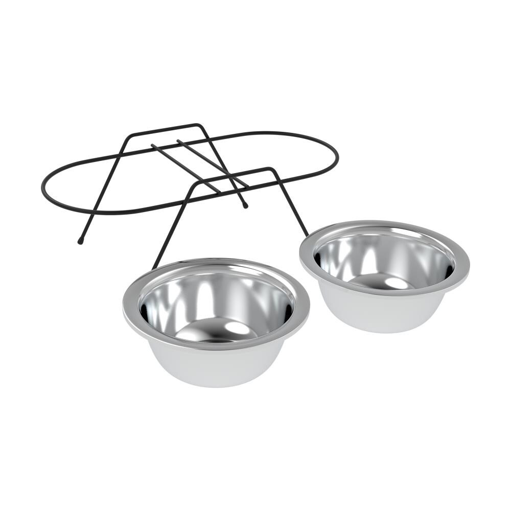 Pet Pal 40-oz Stainless Steel Dog/Cat Bowl(s) with Stand (2 Bowls) at