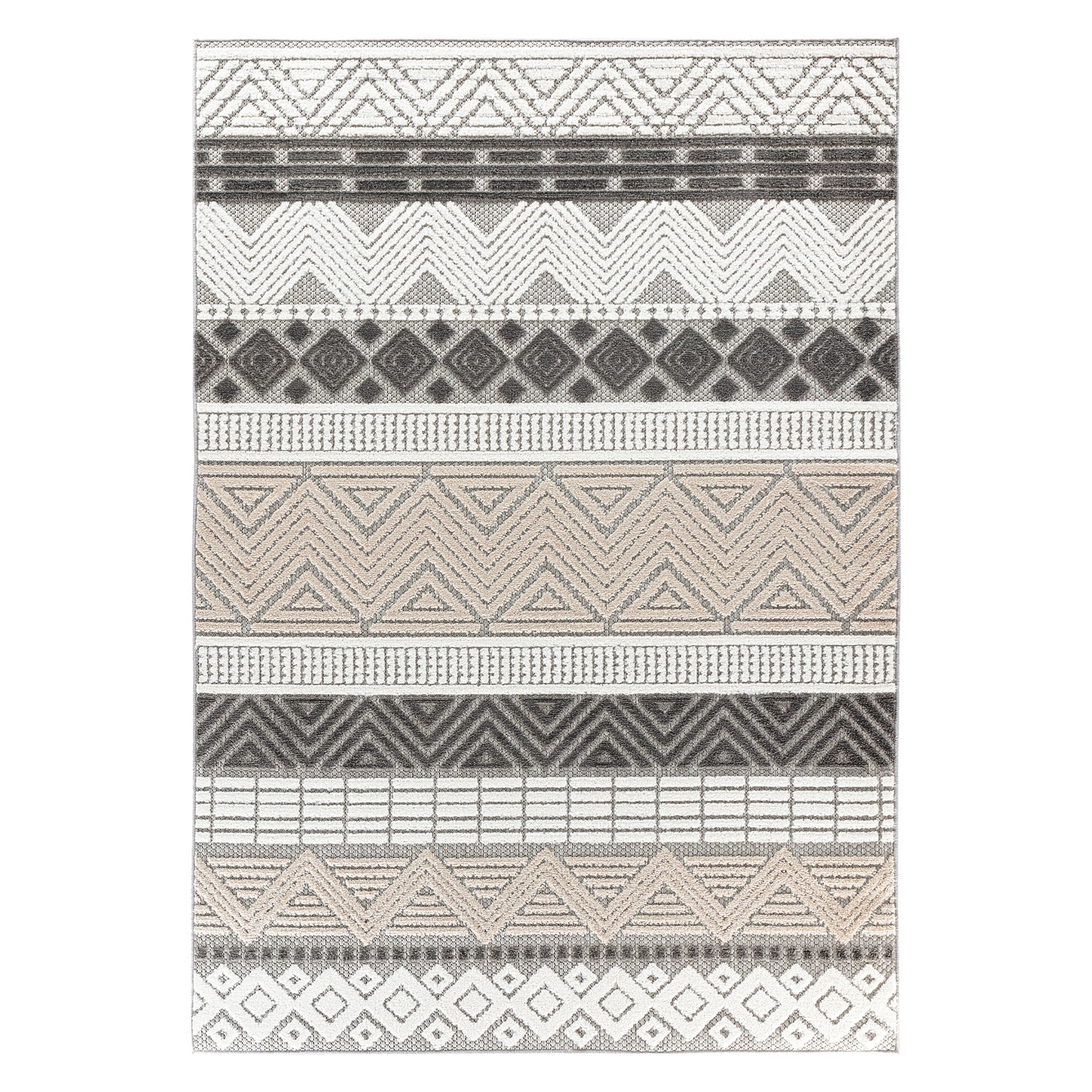 World Rug Gallery 5559GRAY8X10 8 x 10 (ft) Loomed Polypropylene Gray Rectangular Indoor/Outdoor Geometric Area rug