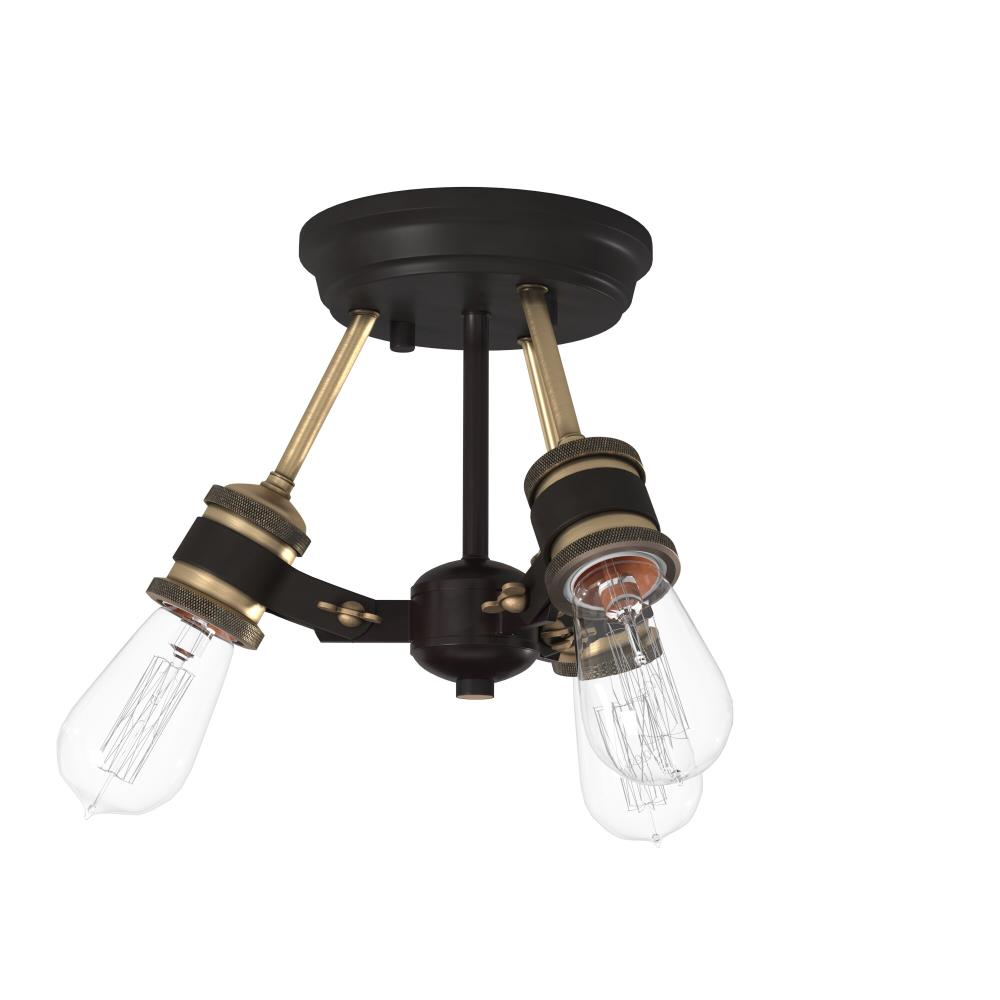 Miles Vintage Bronze 3-Light Industrial Ceiling Light