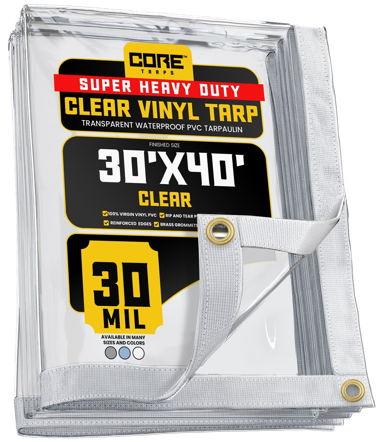 Core Tarps CT-201-30X40 30-ft x 40-ft White Commercial Vinyl 30-Mils Tarp