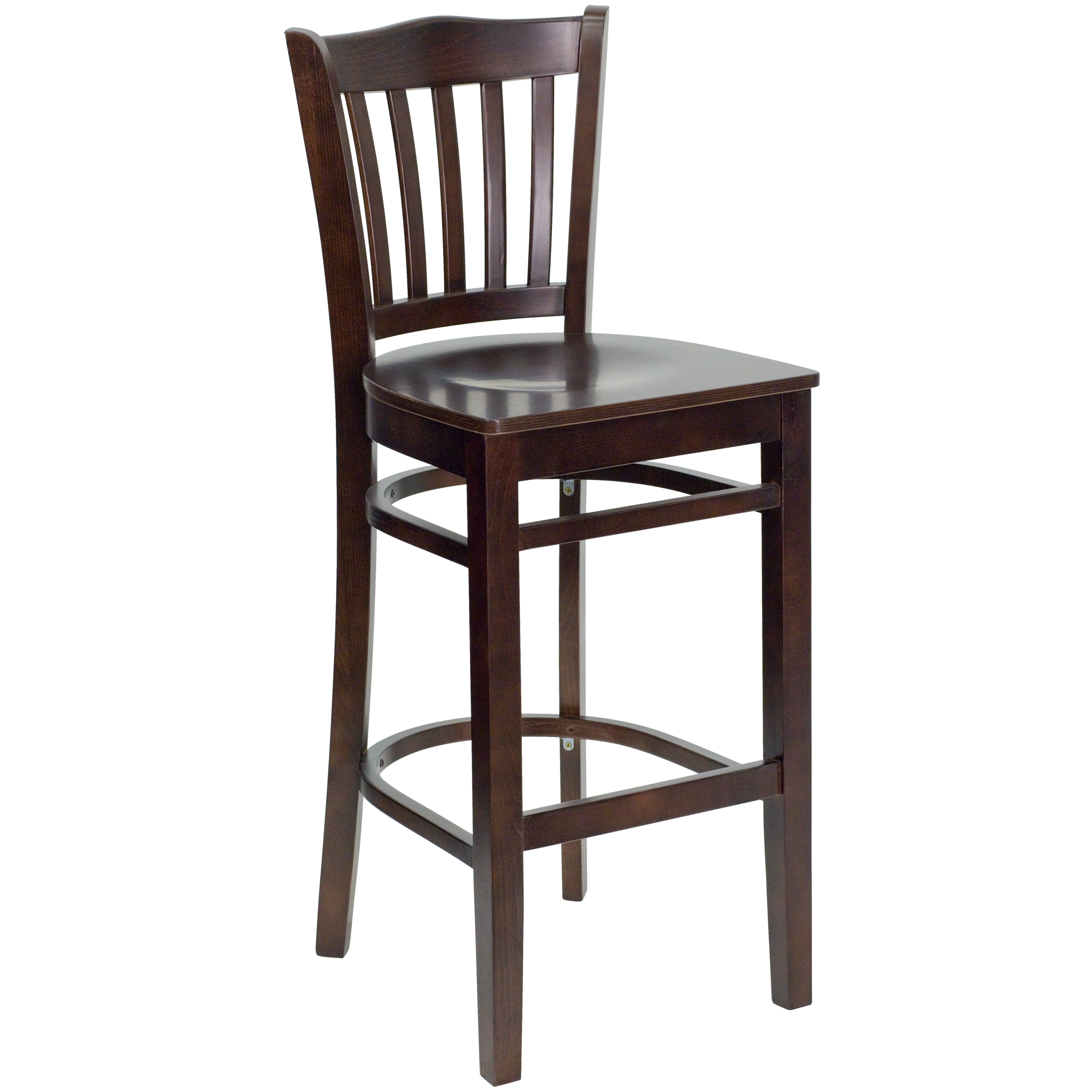 Flash Furniture 812581016758 Walnut Wood Seat/Walnut Wood Frame 29.5-in H Bar height Square seat Wood Bar Stool and Back