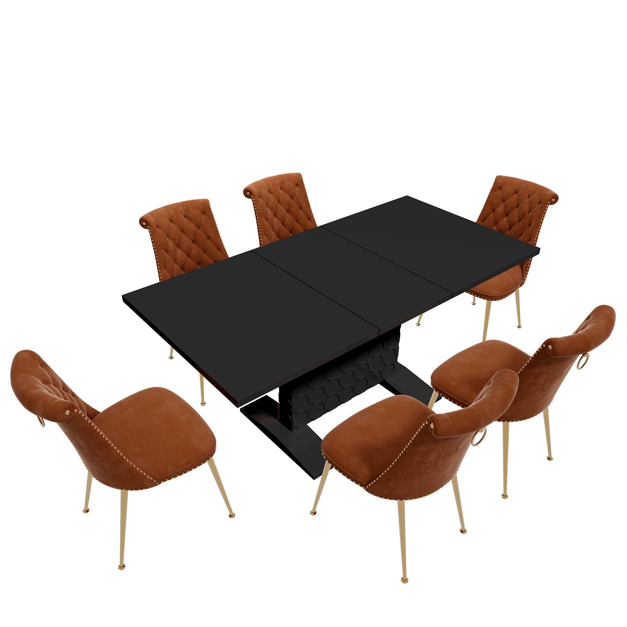 Clihome CL-ST1-BK703CF Coffee Chair/Black Table Contemporary/Modern Dining Room Set with Rectangular Table ( Seats 6 )