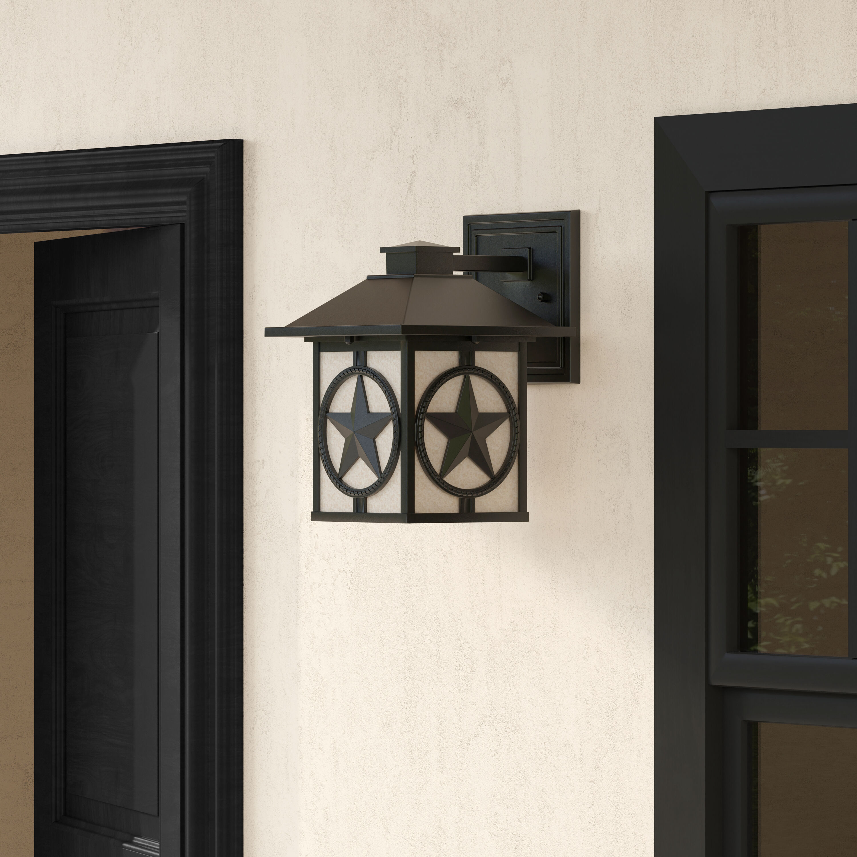 allen + roth WL129MBK Thoroughbred 1 -Light 14.75-in H Matte Black Hardwired Outdoor Wall Light