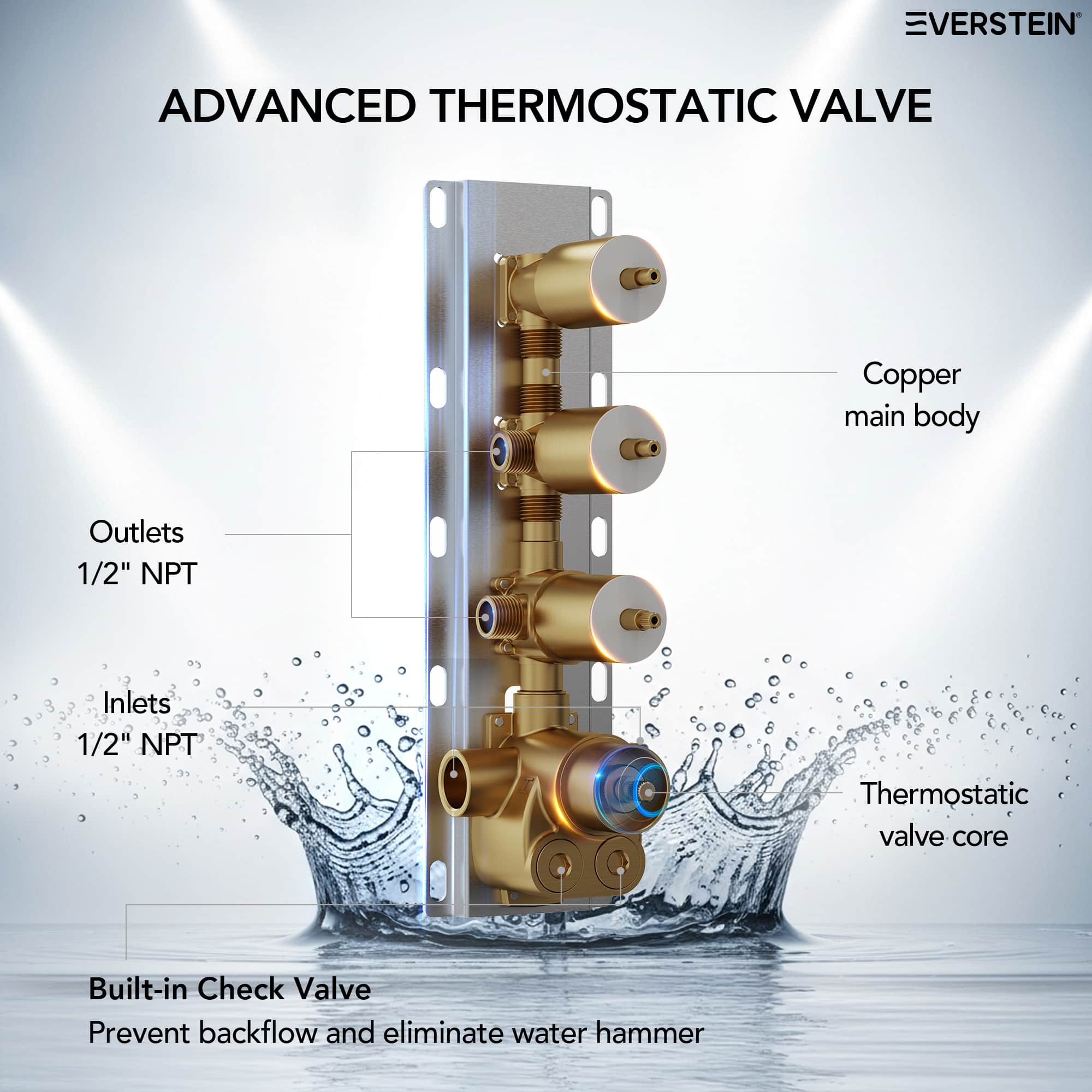 EVERSTEIN SFS1002-GD12 Tub-Shower-Faucets - View #8