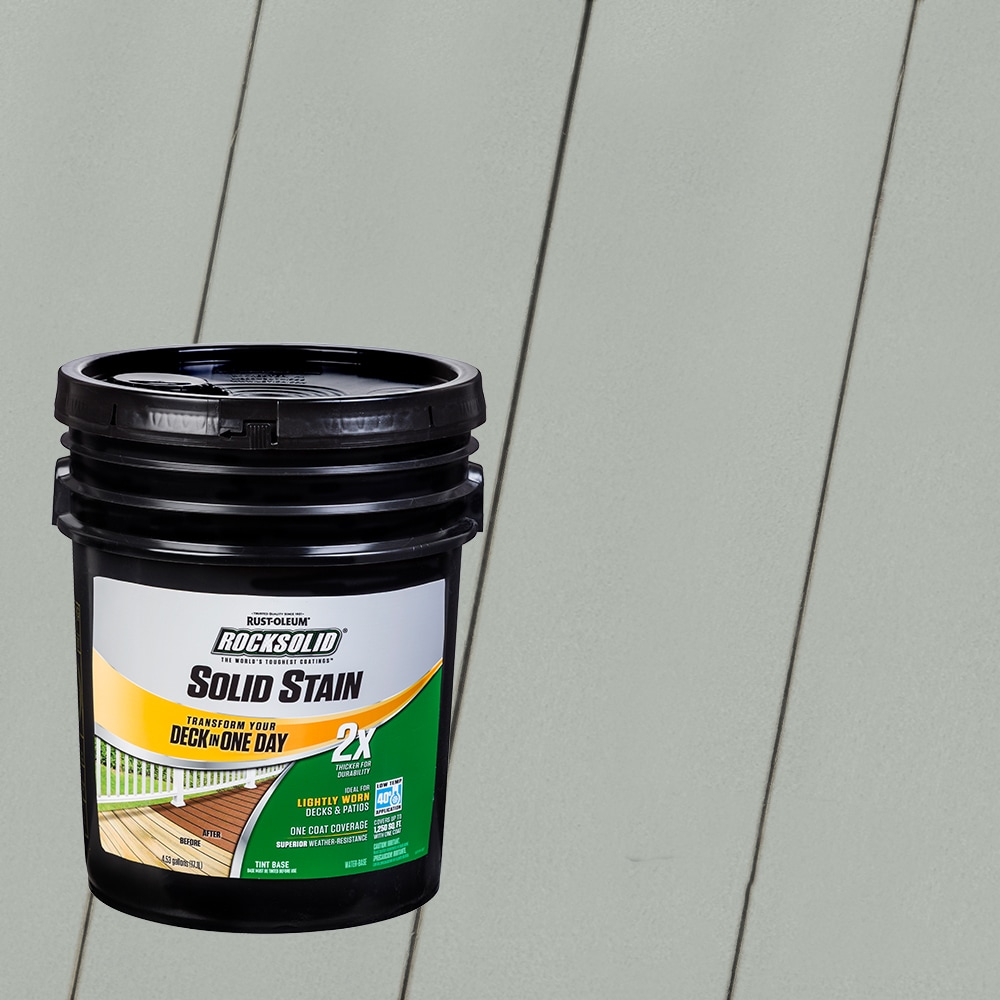 Rust-Oleum 319803T RockSolid 2X Solid Stain Pre-Tinted Cape Cod Gray Solid Exterior Wood Stain and Sealer in One ( 5-gallon )